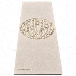 Tapis yoga caoutchouc naturel et chanvre 4,5 mm - Fleur de vie or