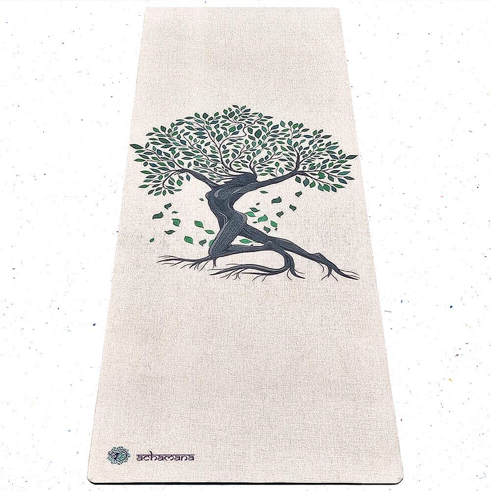 Tapete de yoga em borracha natural e cânhamo 4,5 mm +saco de yoga árvore da vida