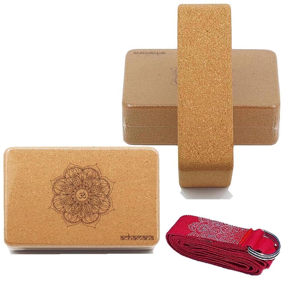 Pack yoga liège 7 Chakras (débutant & yogi) Tapis de yoga roue, 2 briques sangle 5/7
