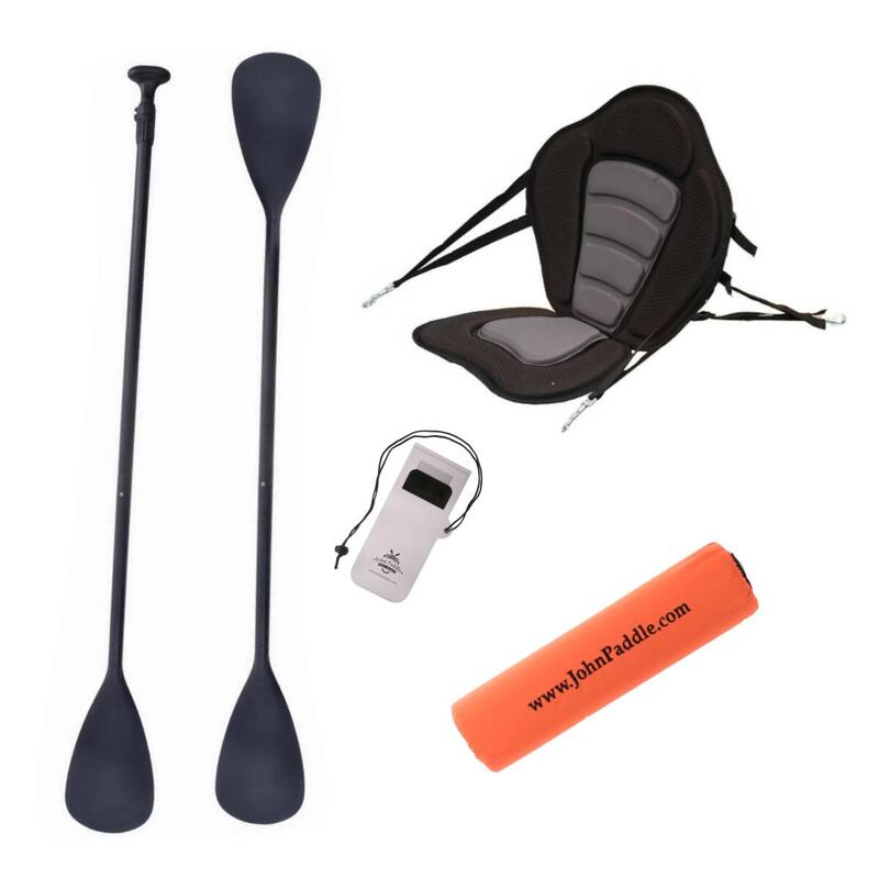 Zestaw Wiosło SUP John Paddle+ siedzisko do deski SUP Silver + odbijacz + etui