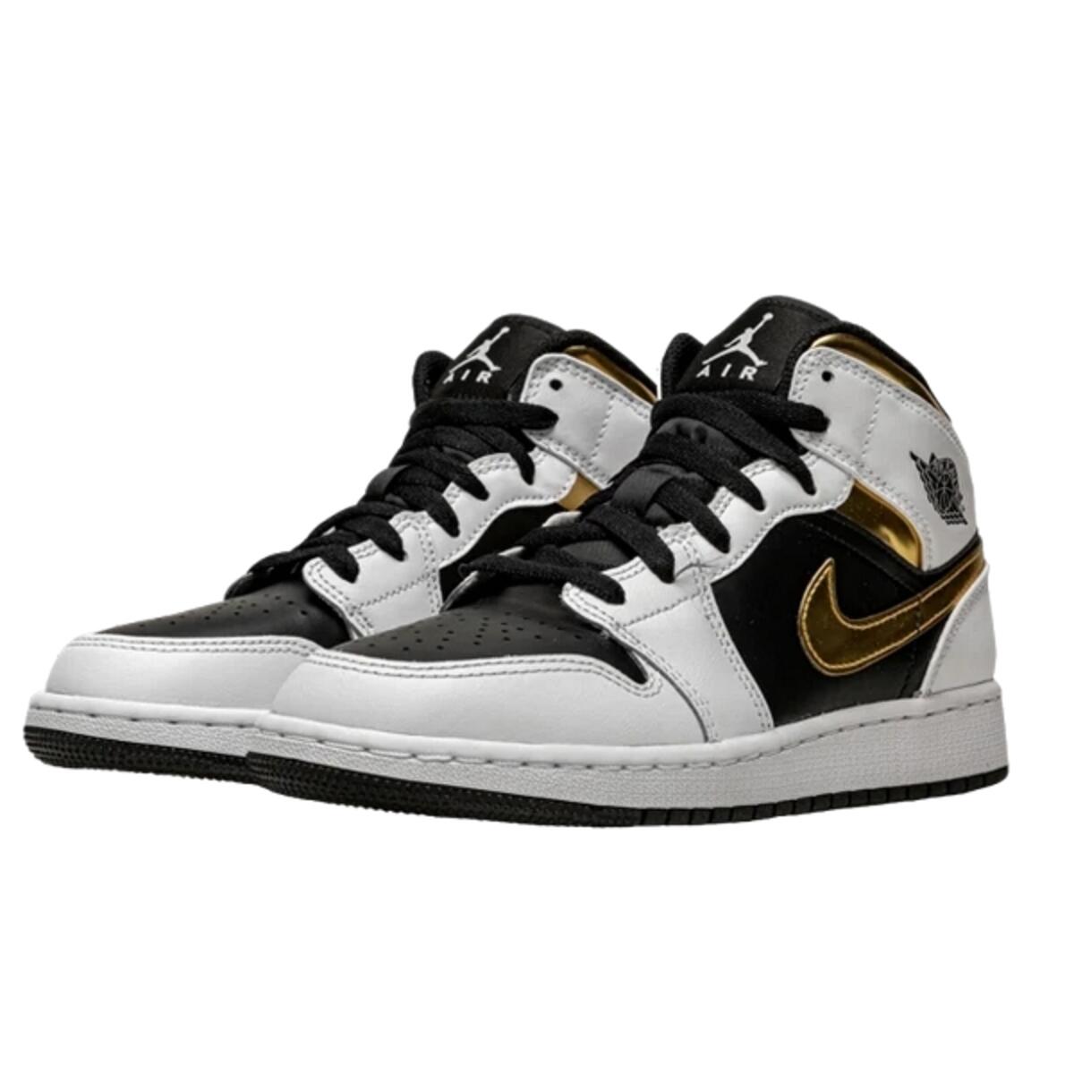 Scarpe  1 Mid White Gold Black 2/2