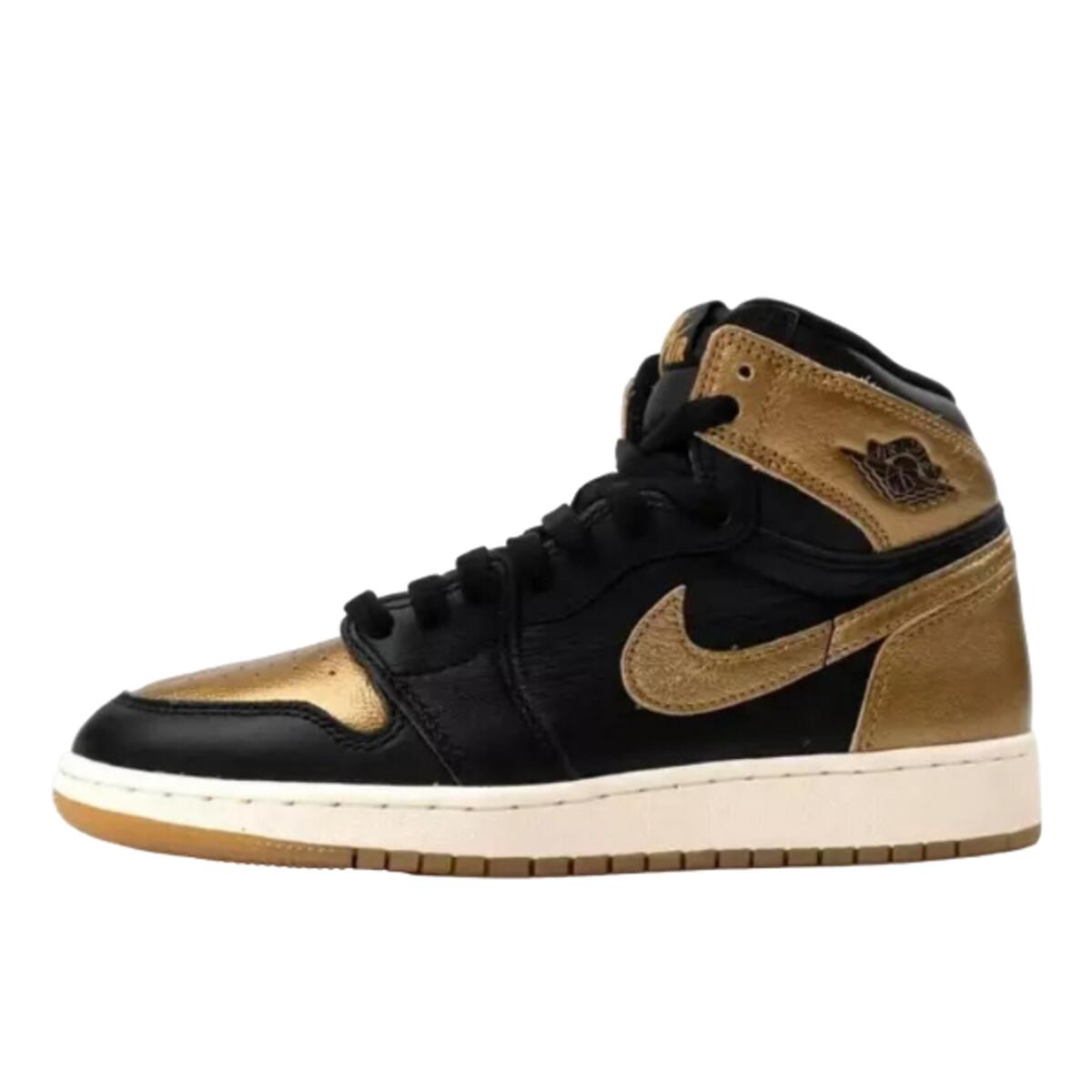 Tenis 1 retro high og black metallic gold