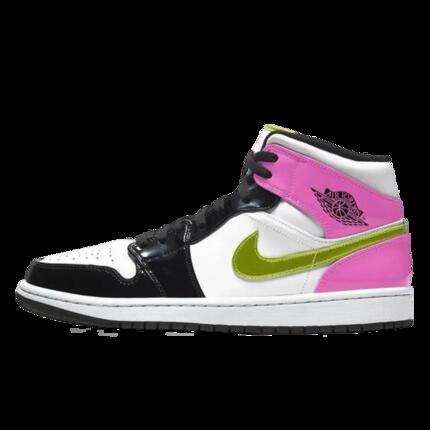 Chaussures 1 Mid White Black Cyber Pink