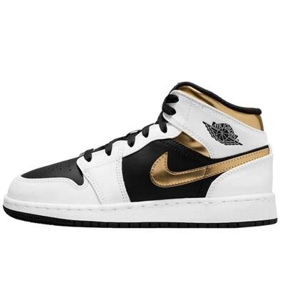 Scarpe 1 Mid White Gold Black