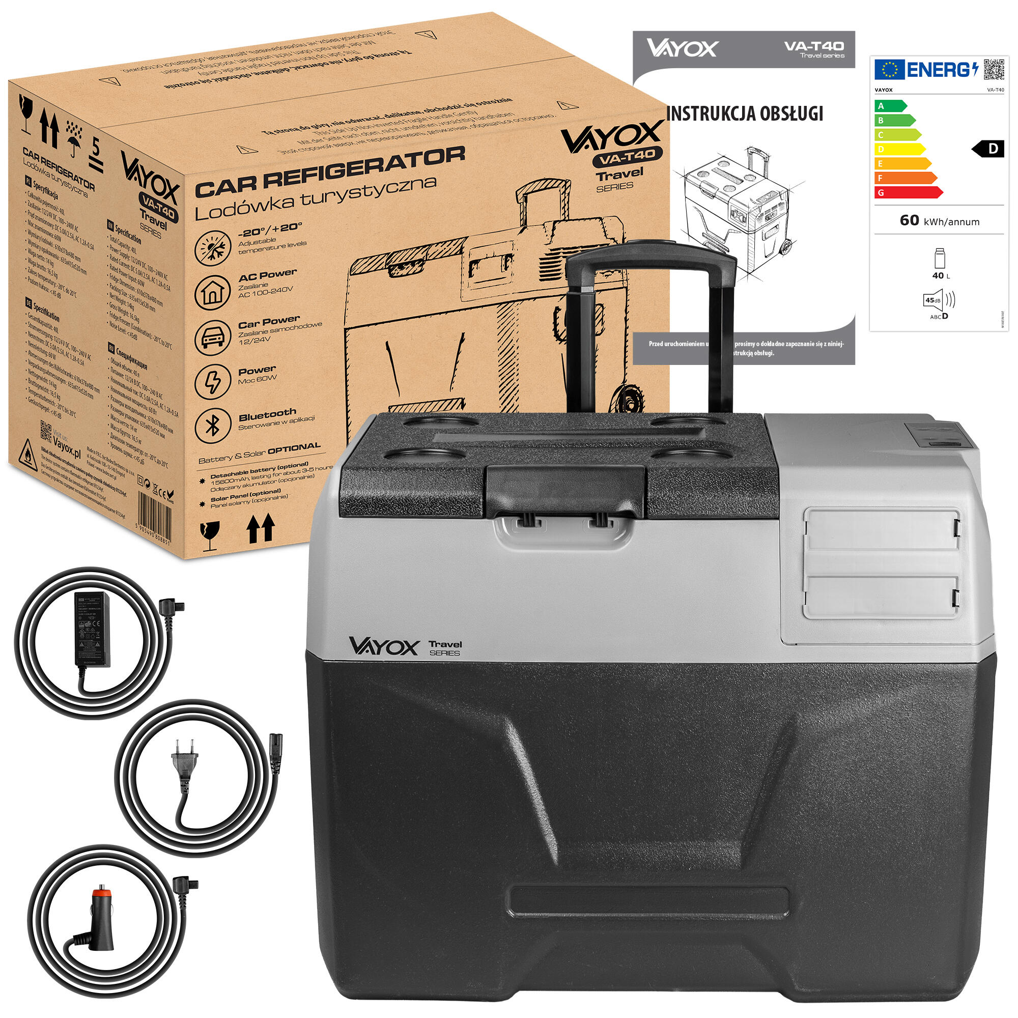 Frigorifero portatile a compressore Vayox VA-T40 12/24/230V 40L 7/7