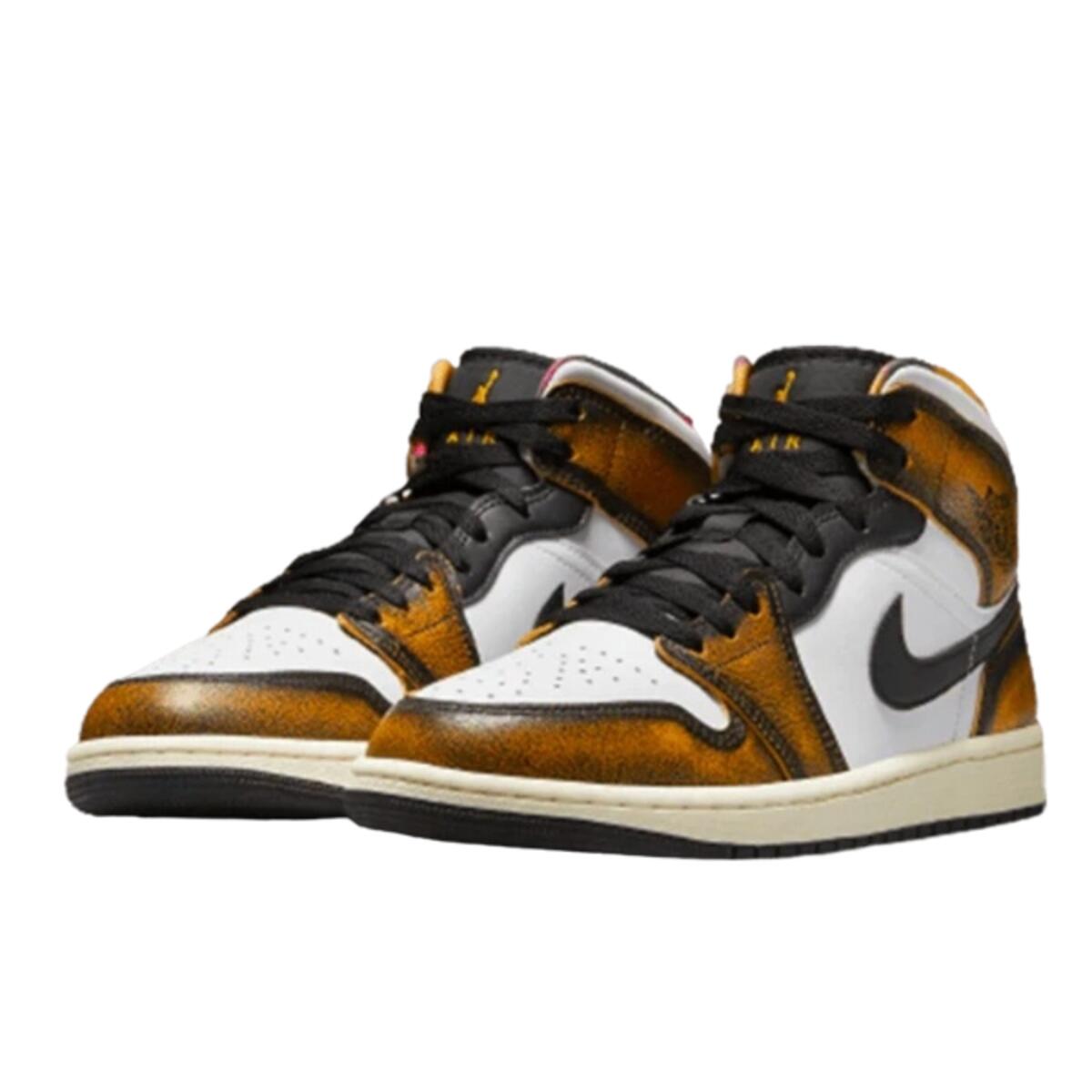 Chaussures  1 Mid SE Orange Wear-Away 2/3