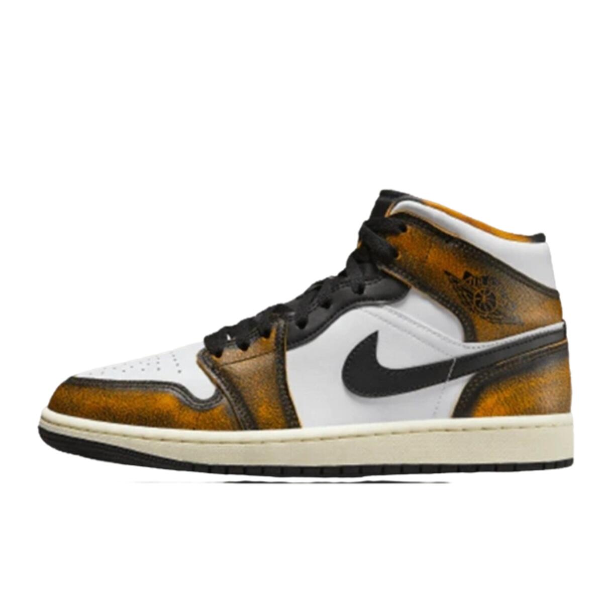 JORDAN Shoes  1 Mid SE Orange Wear-Away