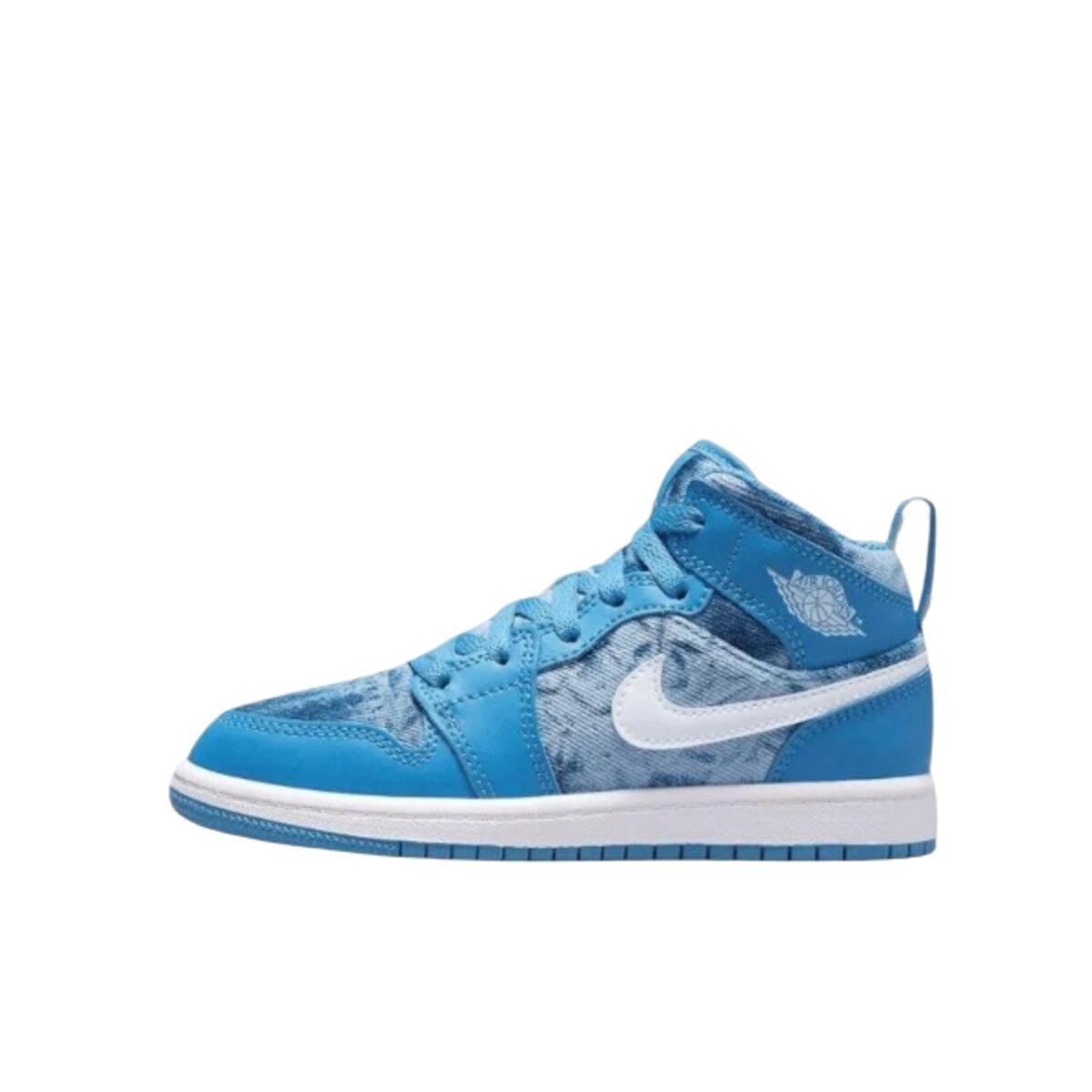Jordan - Chaussures  1 Mid Washed Denim Enfant Et Bébé - Baskets - Bleu - 27 - Decathlon