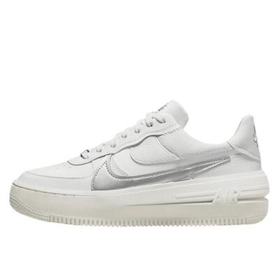 Schoenen air force 1 low platform summit white metallic silver