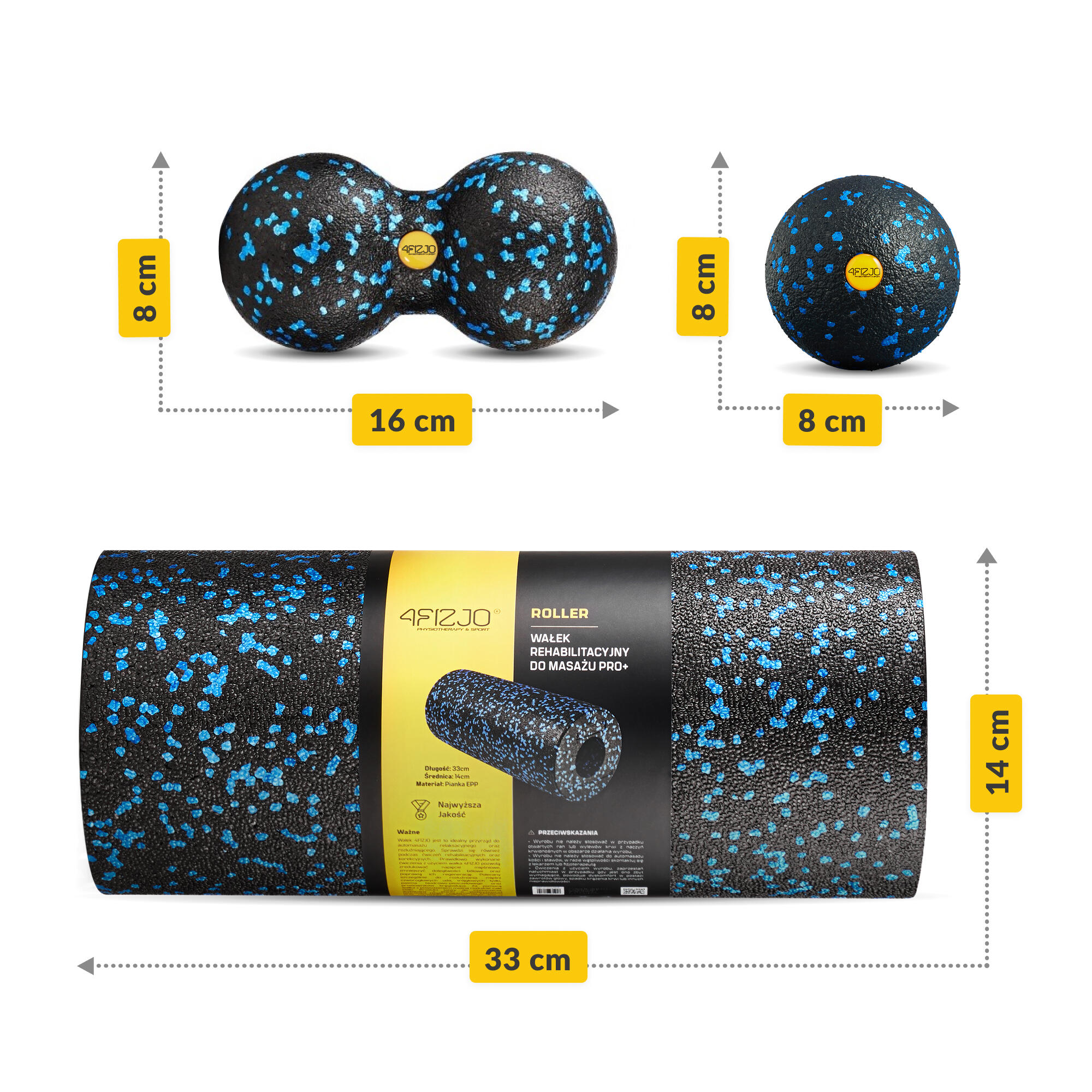 Set massaggio rullo miofasciale EPP 3 pz palline riabilitazione 4FIZJO 7/7