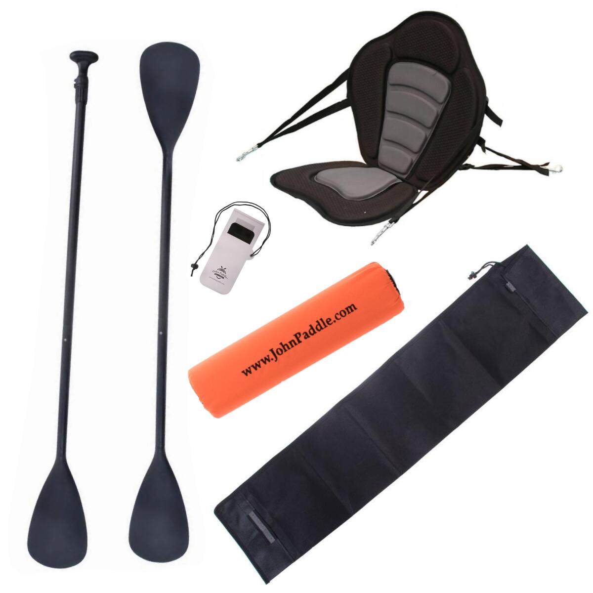 Zestaw Wiosło John Paddle + siedzisko do deski + odbijacz + pokrowiec + etui