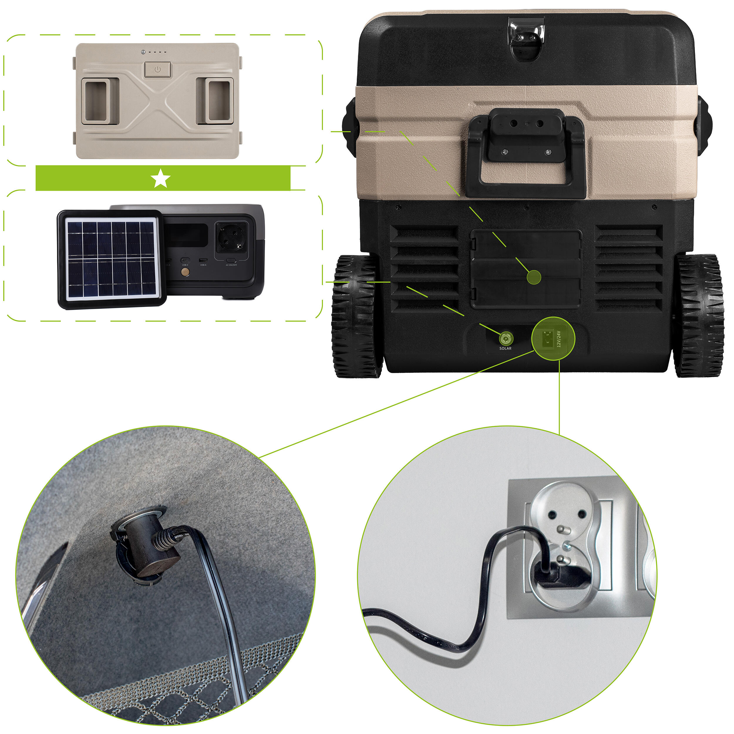 Réfrigérateur de voyage à compresseur VAYOX VA-EW39 12/24/230 V, 39L 3/8