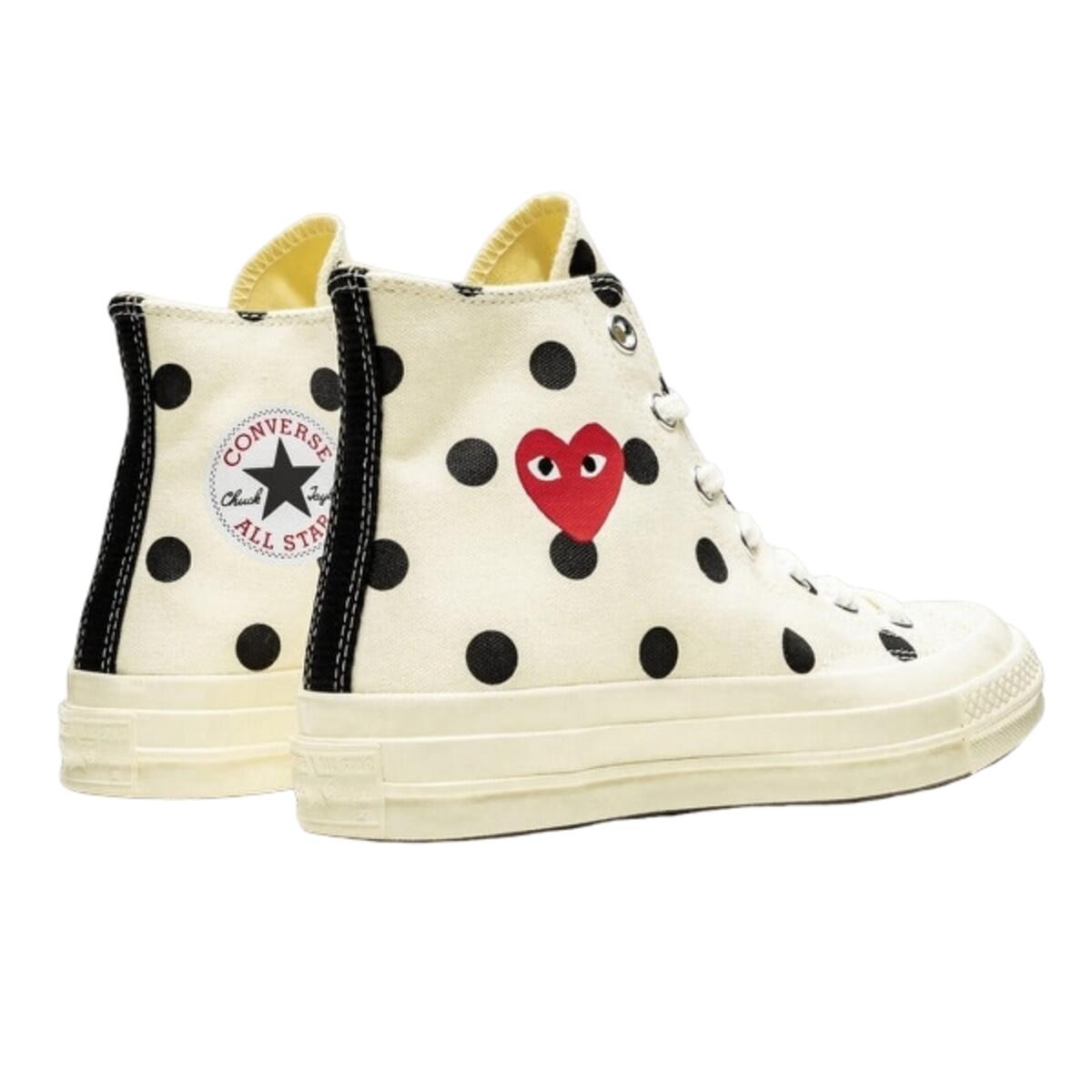 Chaussures Converse  Play à Pois Blanc Haute Hi 3/4