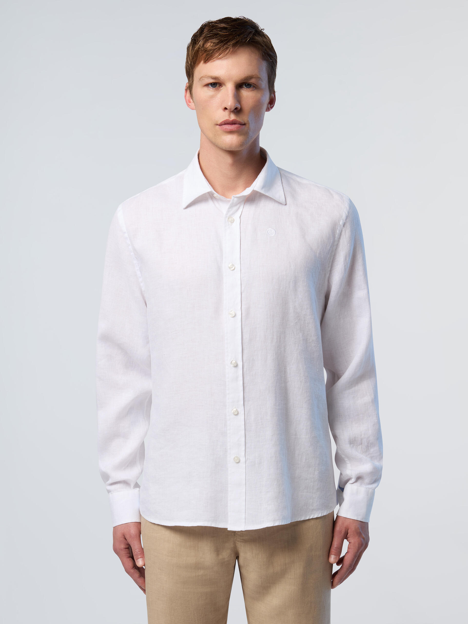 chemise en lin avec logo brodé pour homme 2/3