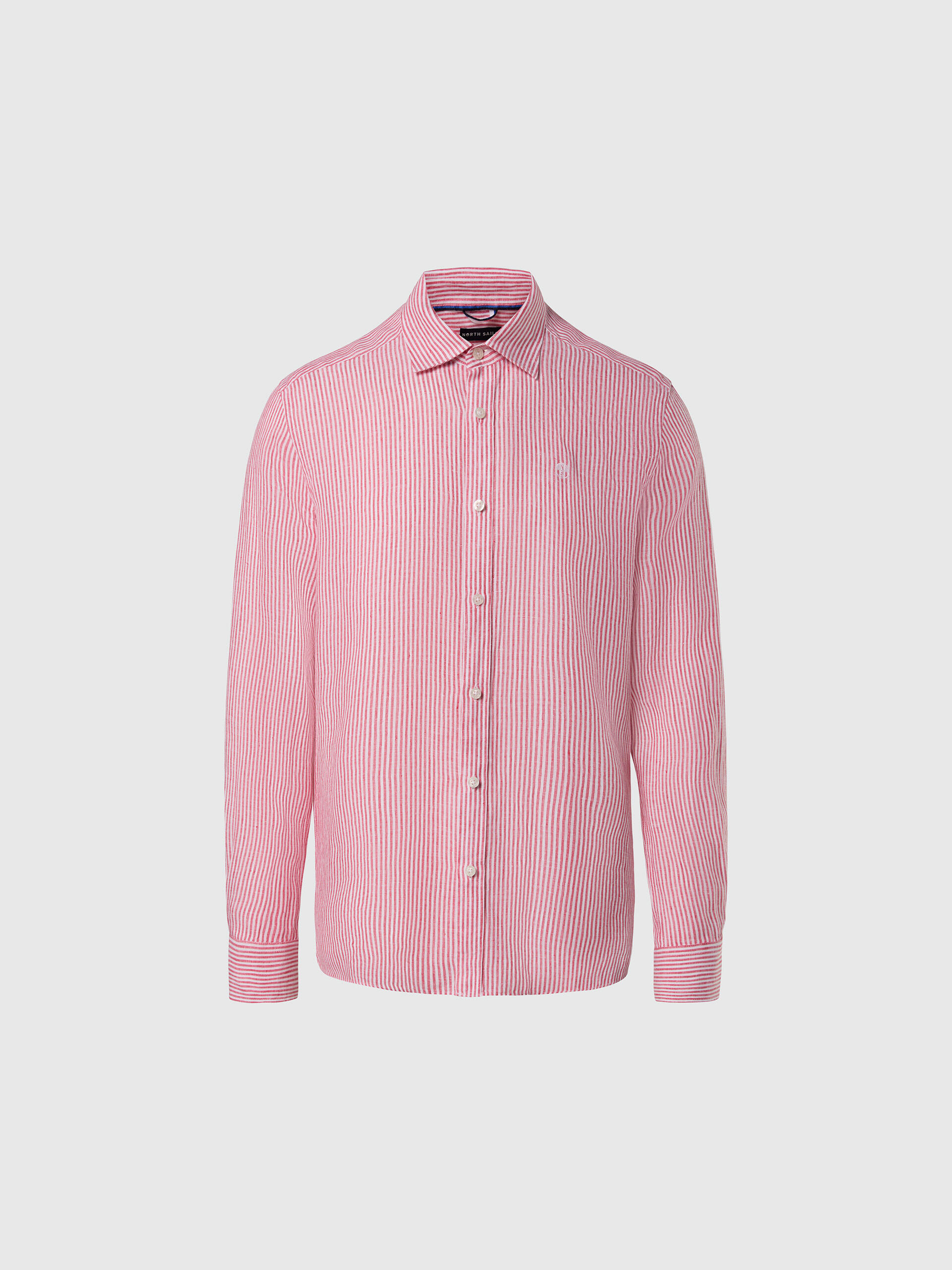 Camisa de lino de rayas clásicas para hombre 3/3