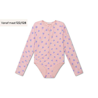 Swim Essentials | Costume Frutta intero bambina beige/viola con maniche lunghe a