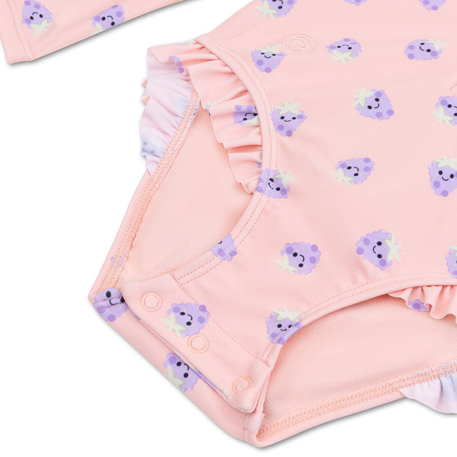 Maillot de bain UV Filles Avec Manches - Rose/Violet - Blackberry - 98/104 5/7