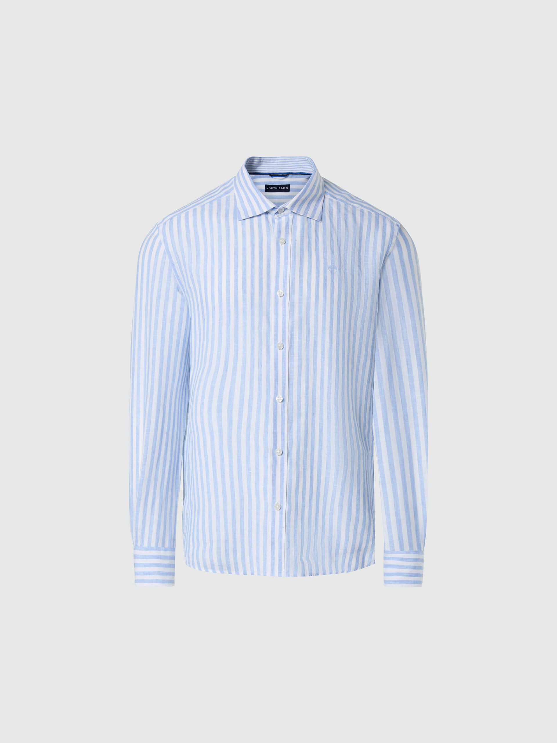 Camisa de lino de rayas anchas para hombre 3/7
