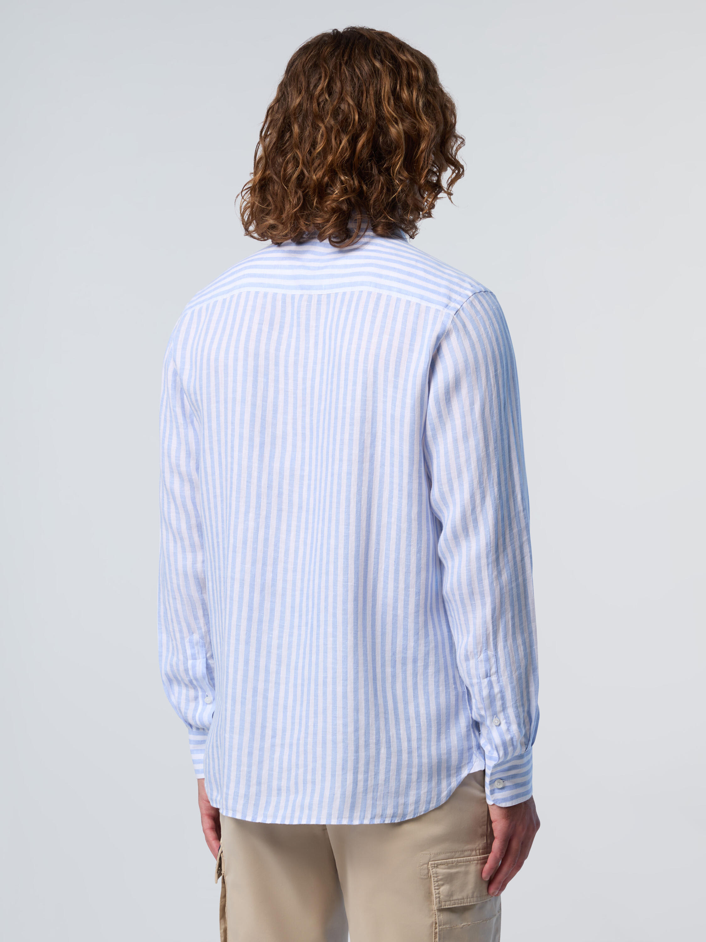 Camisa de lino de rayas anchas para hombre 2/7