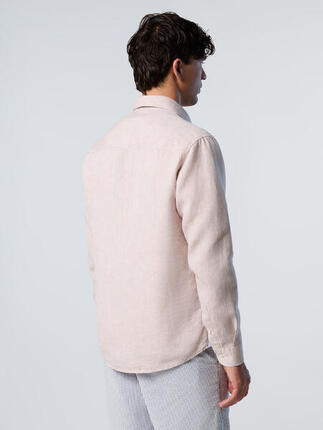 camisa de lino con logo bordado para hombre