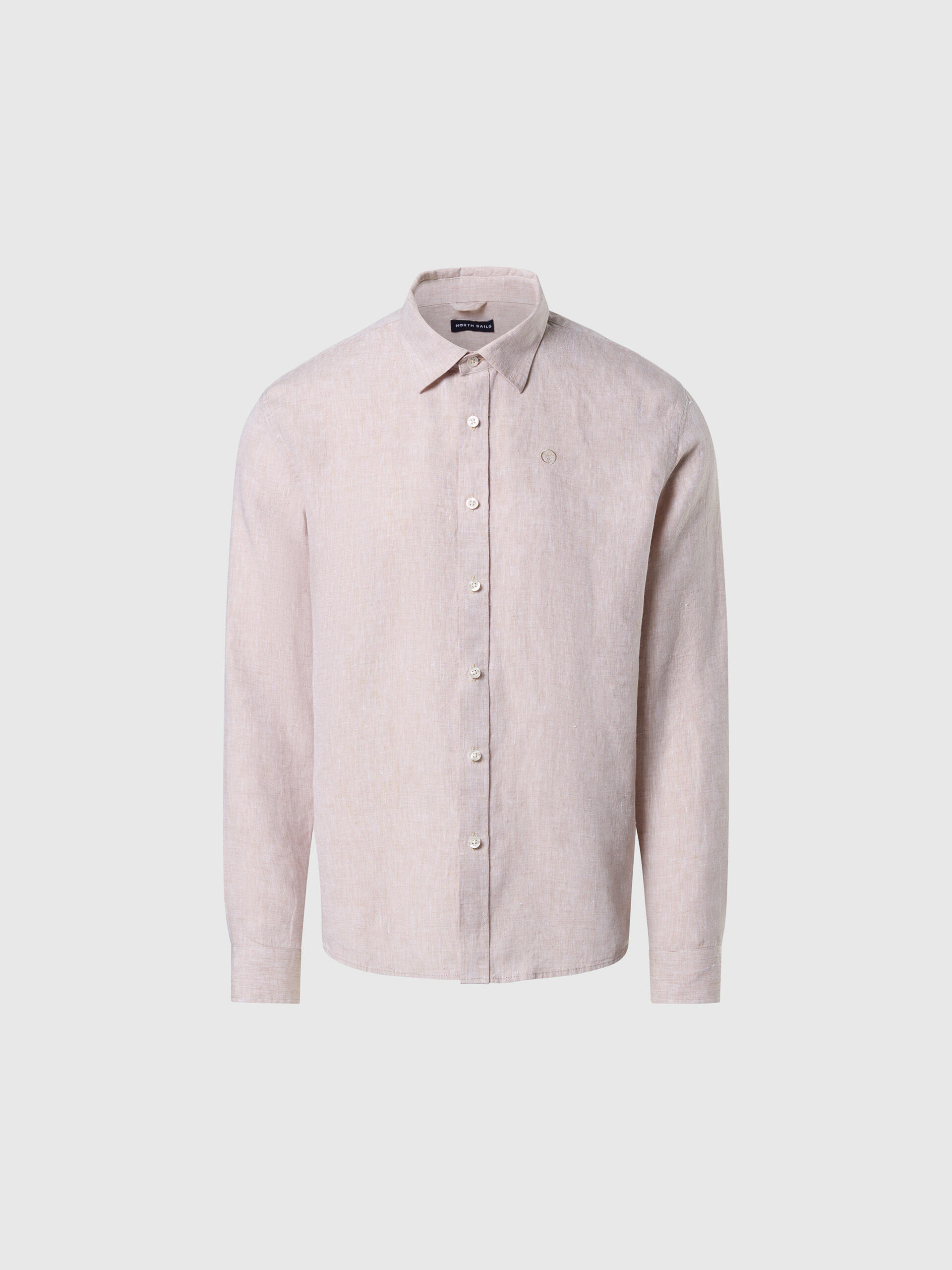 camisa de lino con logo bordado para hombre 3/3
