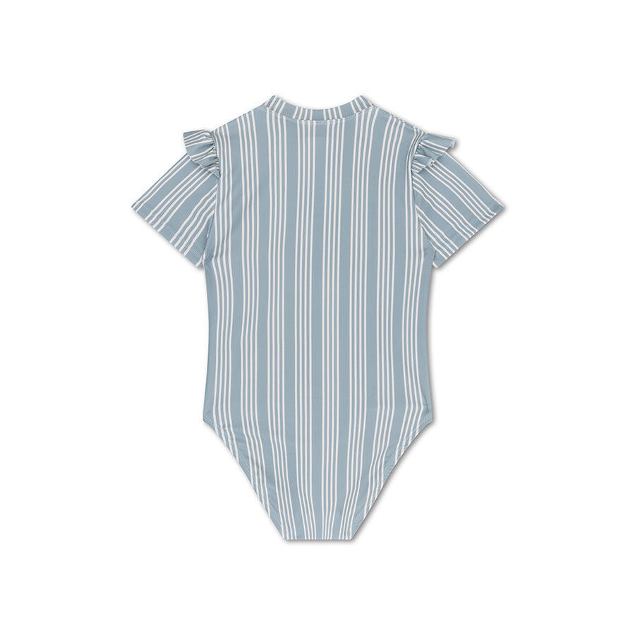 Bañador Niñas - 8-10 Años - Verde/Blanco - Con Rayas - 134/140 3/7