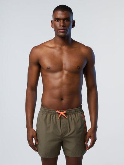 Shorts mare uomo con logo lineare