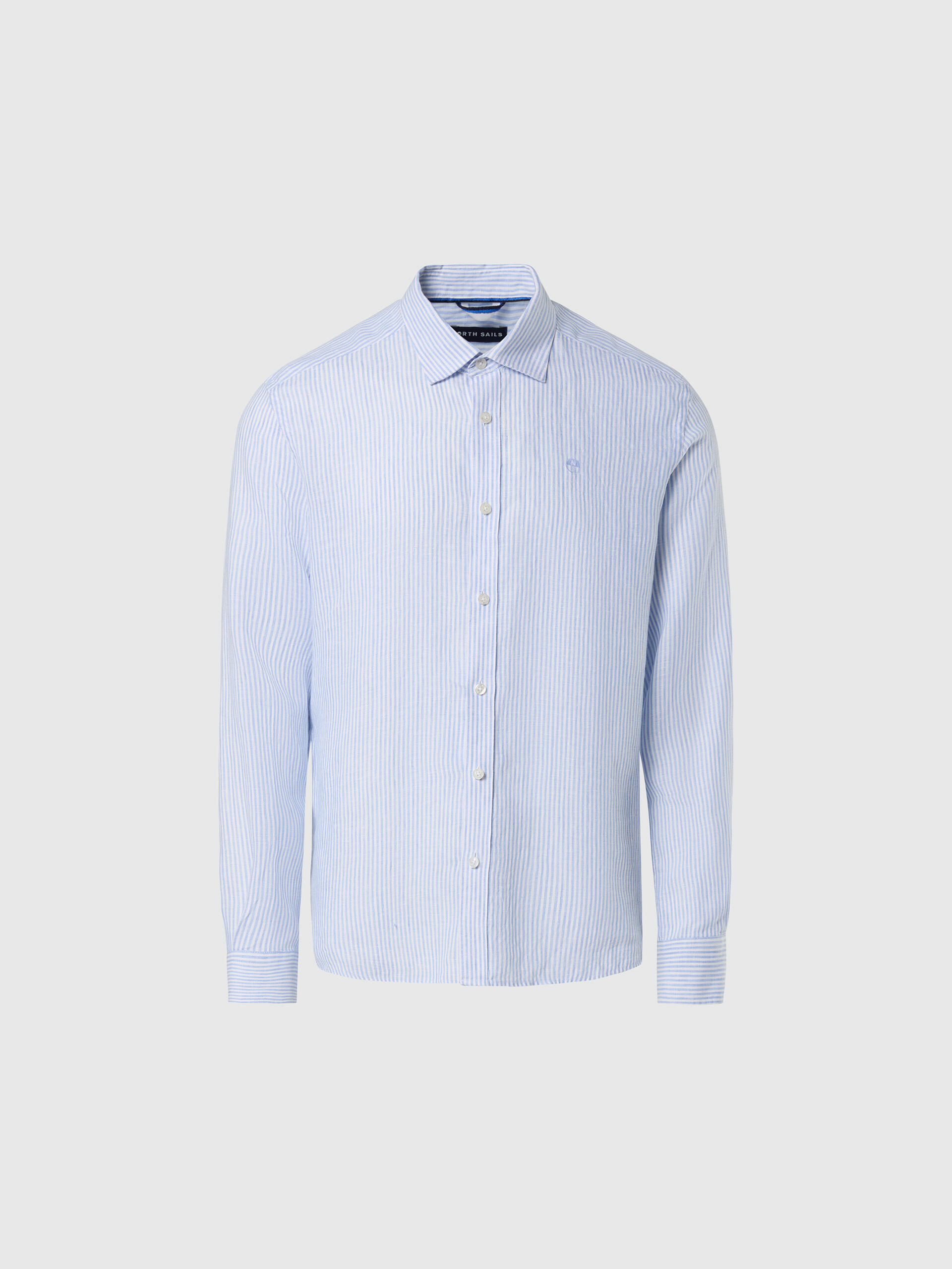 Camisa de lino de rayas clásicas para hombre 3/3
