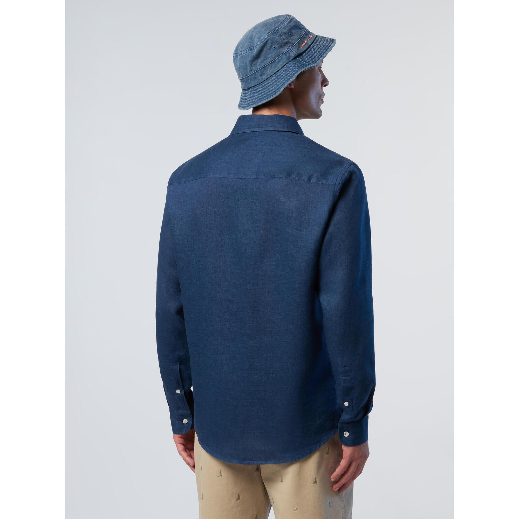 North Sails - Chemise En Lin Avec Logo Brodé Pour Homme - Chemise Manches Longues - Bleu - S - Decathlon