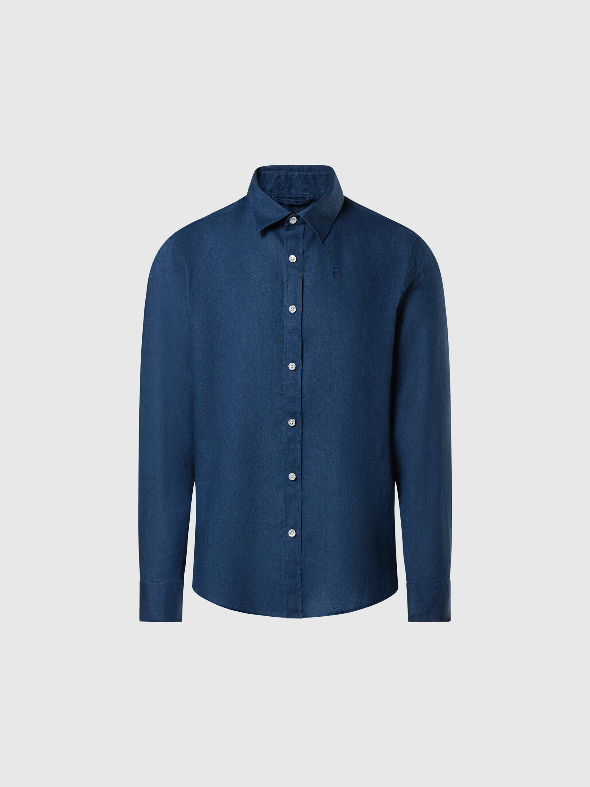 camisa de lino con logo bordado para hombre 3/3