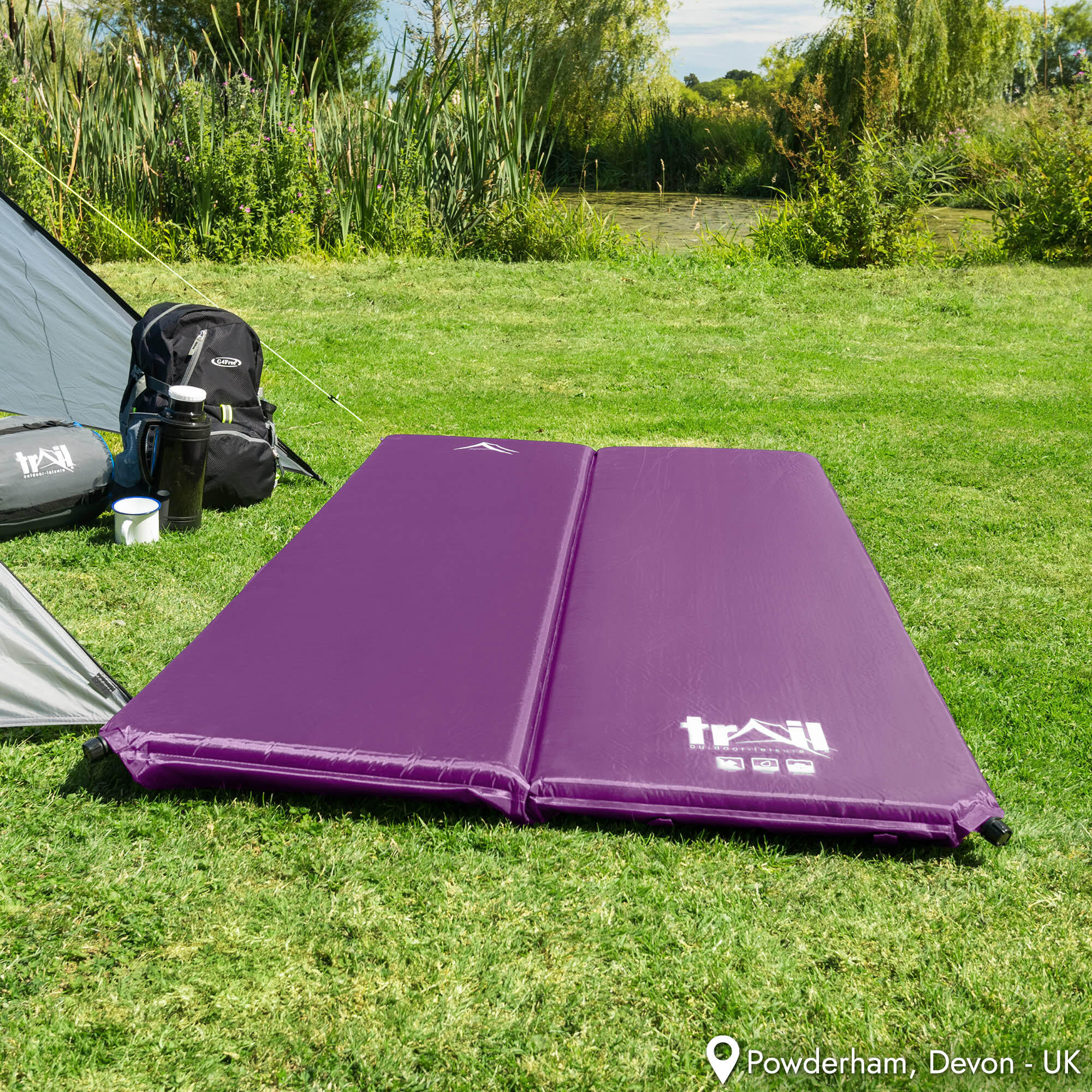 Double Camping Mat Self Inflating Inflatable Roll Mattress Extra Thick 5cm Trail 7/7