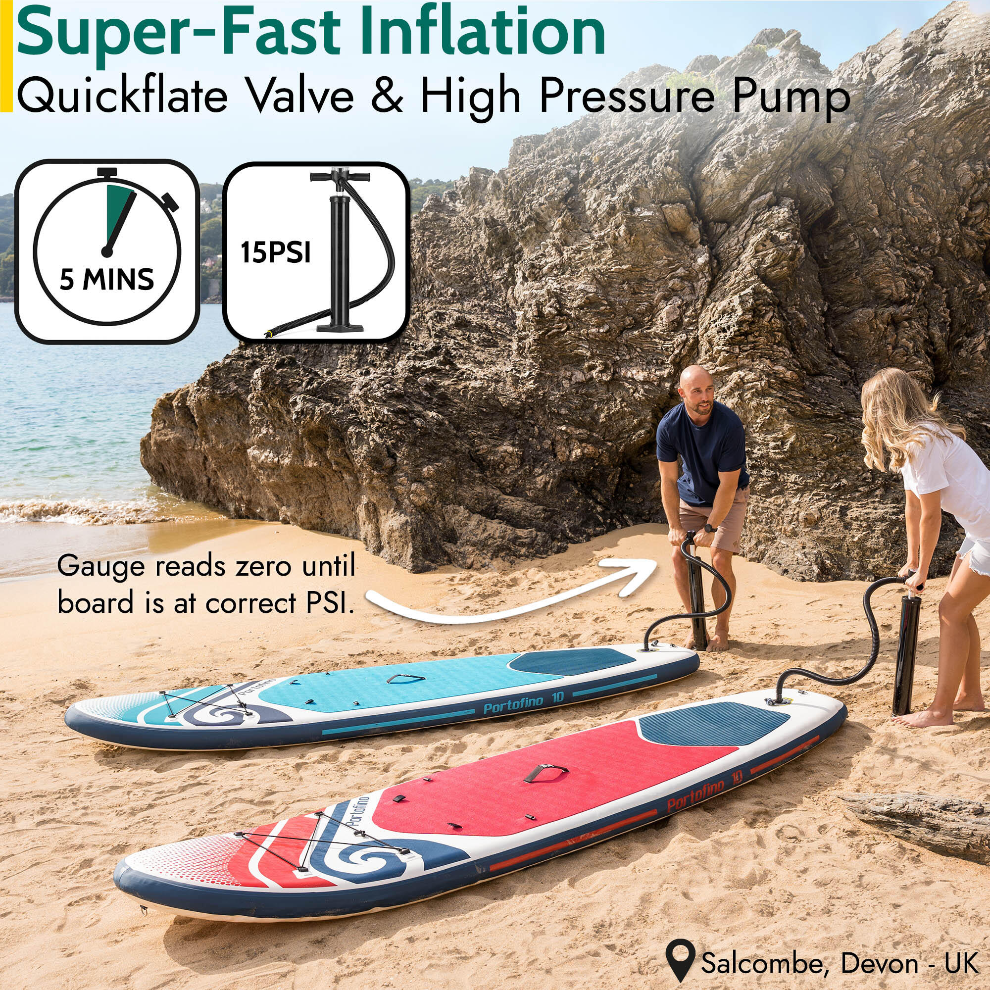 Portofino Inflatable Paddle Board Stand Up Paddleboard SUP With Bag 5/6