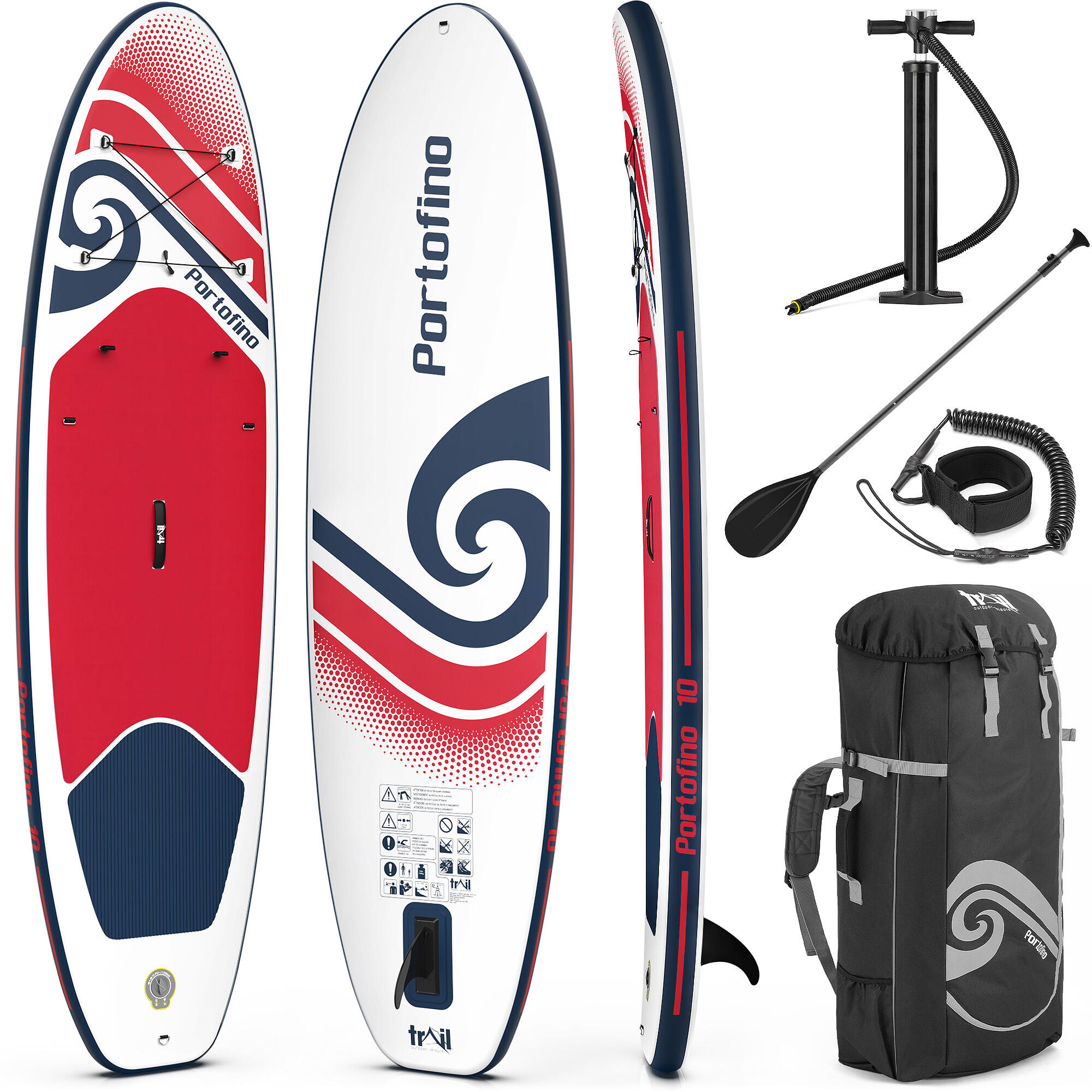 TRAIL OUTDOOR LEISURE Portofino Inflatable Paddle Board Stand Up Paddleboard SUP With Bag