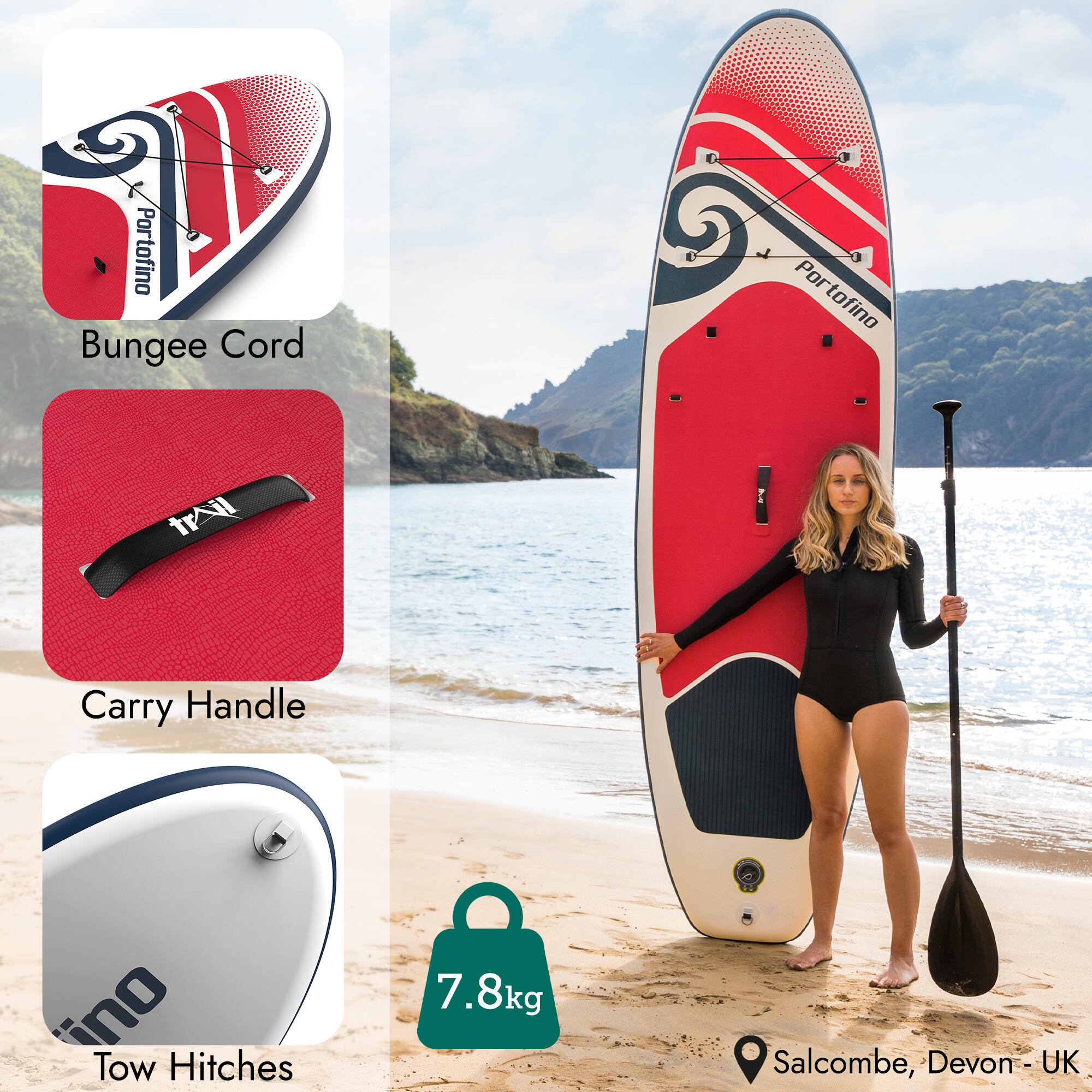 Portofino Inflatable Paddle Board Stand Up Paddleboard SUP With Bag 3/6
