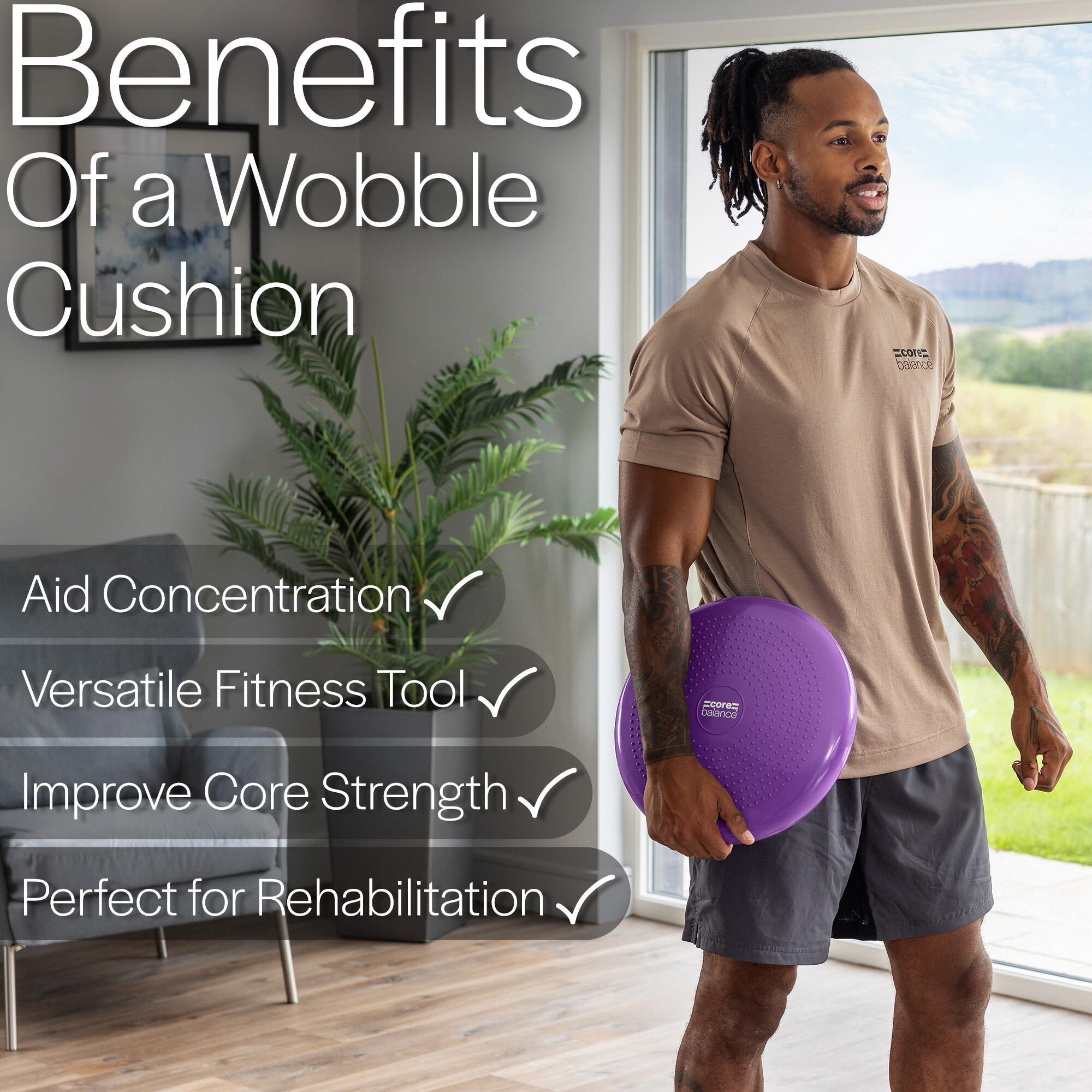 Inflatable Wobble Cushion Stability Training Air Pad Board Pump Core Balance 5/6