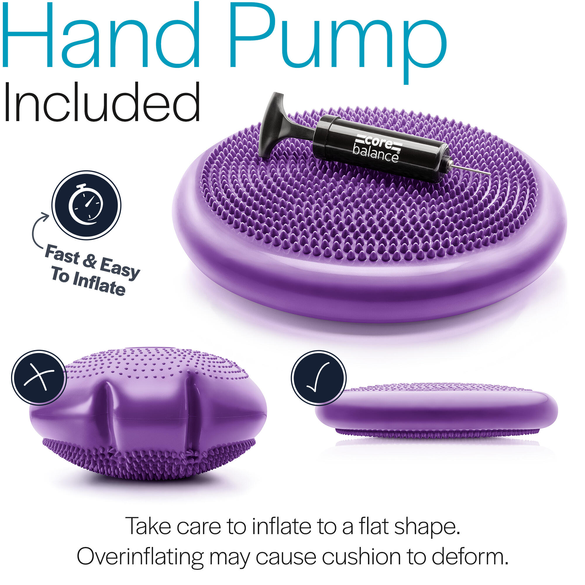 Inflatable Wobble Cushion Stability Training Air Pad Board Pump Core Balance 4/6