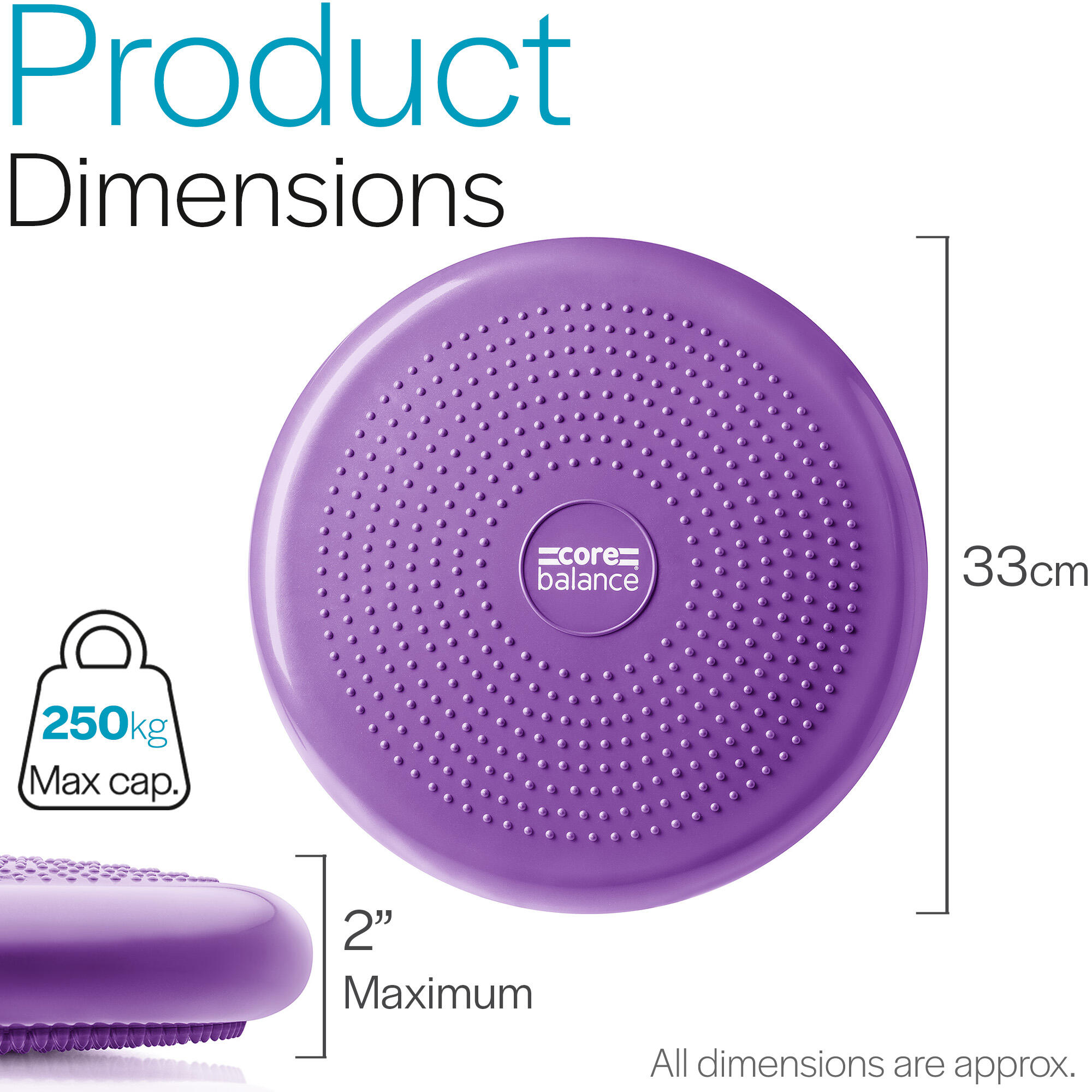 Inflatable Wobble Cushion Stability Training Air Pad Board Pump Core Balance 6/6