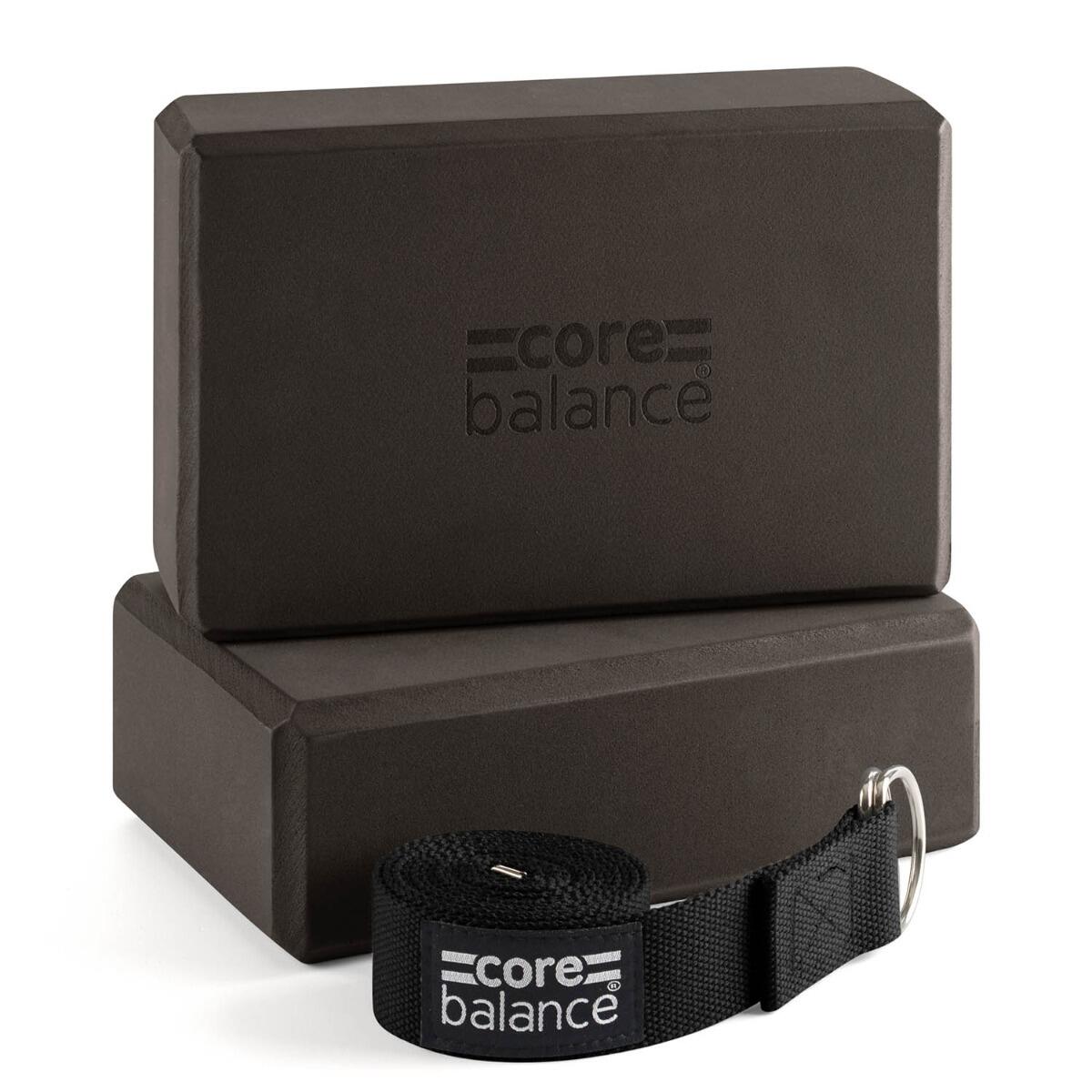 CORE BALANCE Yoga Block Set EVA Foam Brick With D Ring Stretch Strap Belt Core Balance