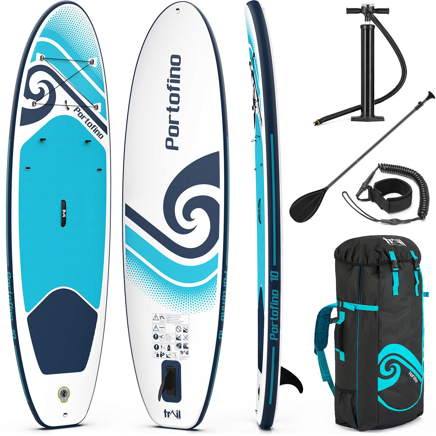 TRAIL OUTDOOR LEISURE Portofino Inflatable Paddle Board Stand Up Paddleboard SUP With Bag
