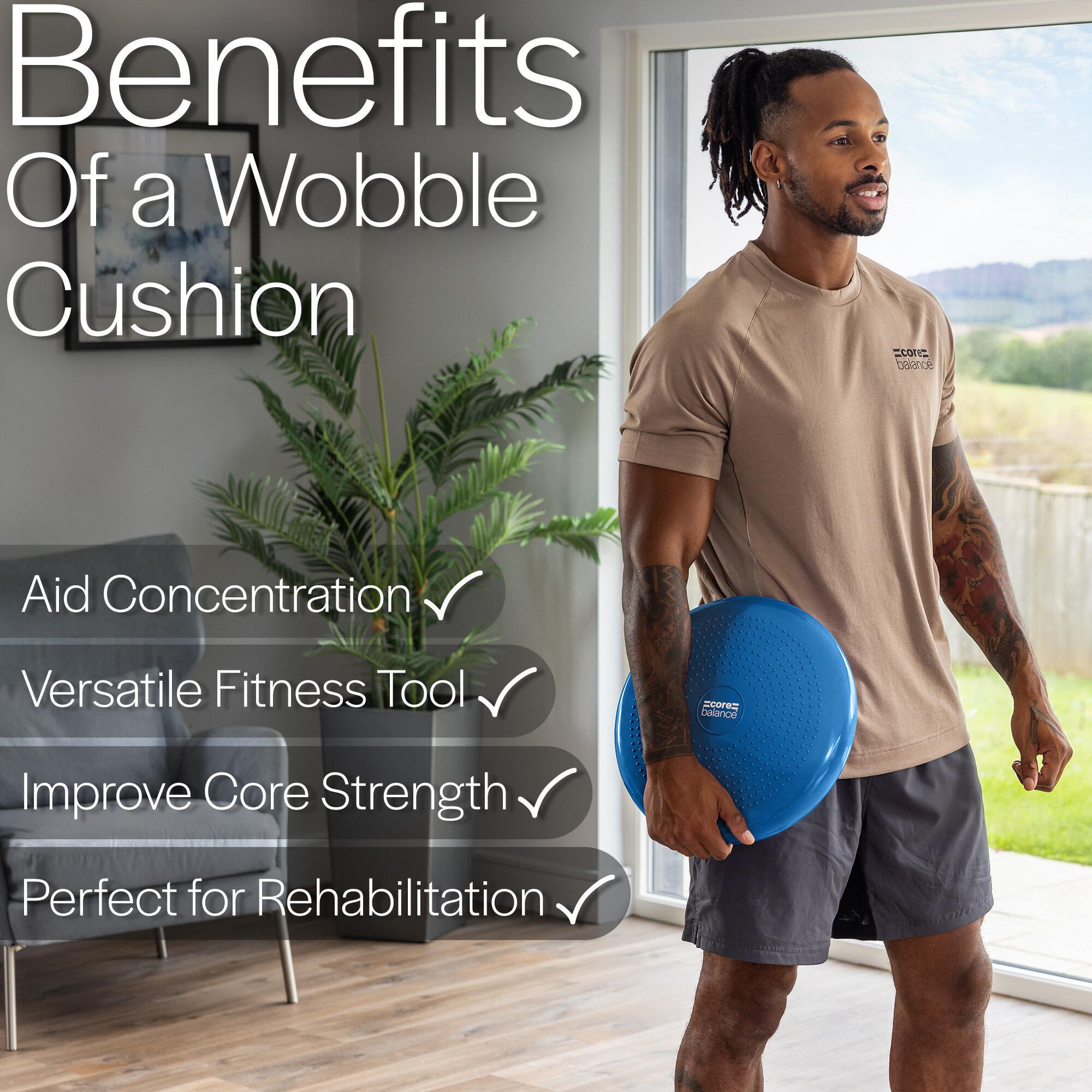 Inflatable Wobble Cushion Stability Training Air Pad Board Pump Core Balance 5/6