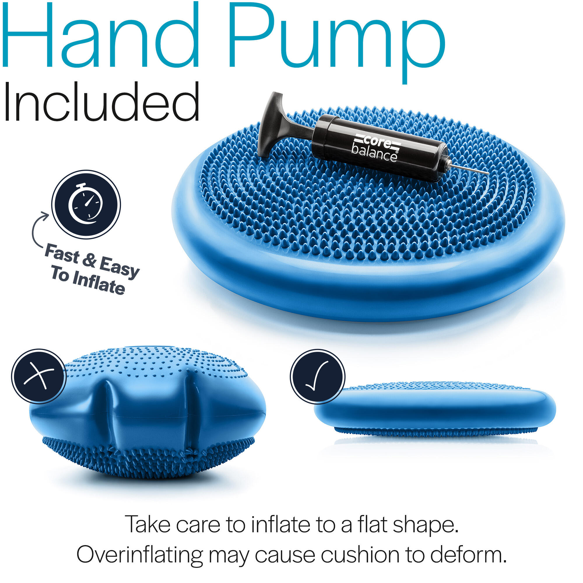 Inflatable Wobble Cushion Stability Training Air Pad Board Pump Core Balance 4/6