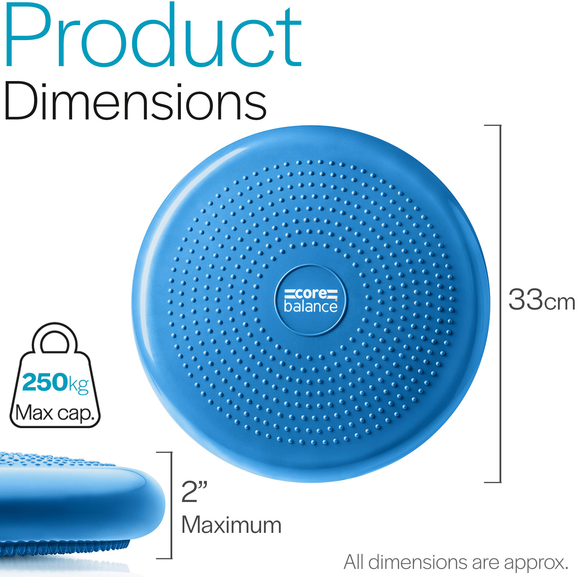 Inflatable Wobble Cushion Stability Training Air Pad Board Pump Core Balance 6/6