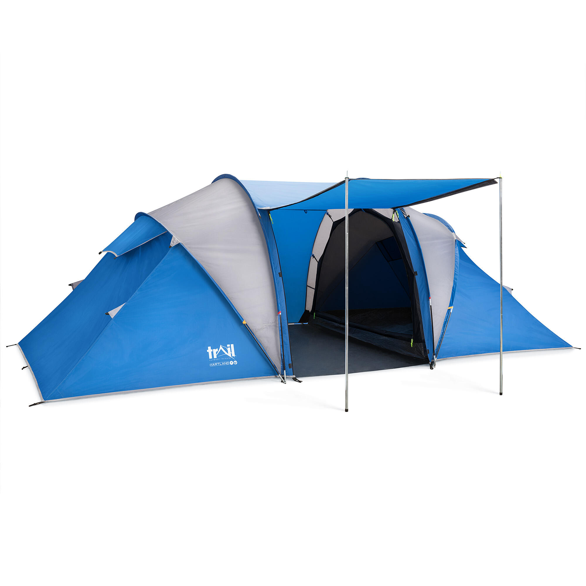TRAIL OUTDOOR LEISURE Trail Hartland 4 Man Family Tunnel Tent Darkened Bedrooms 3000mm HH Camping