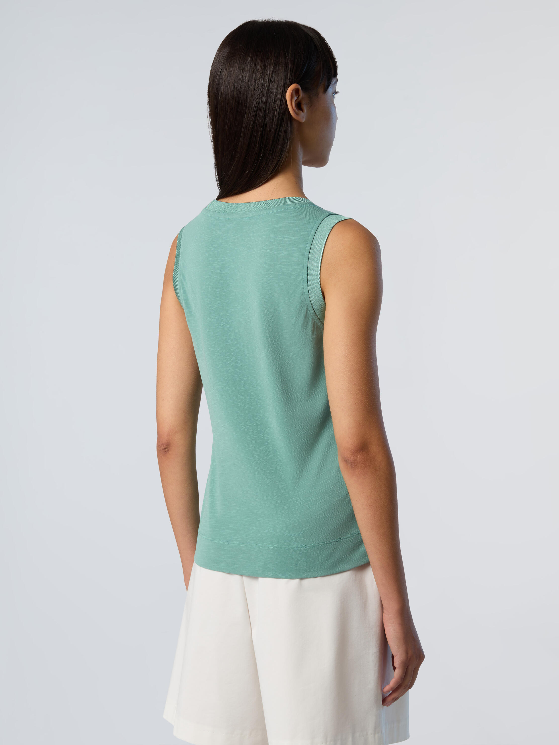 Camiseta de tirantes Jersey flameado para mujer 2/7