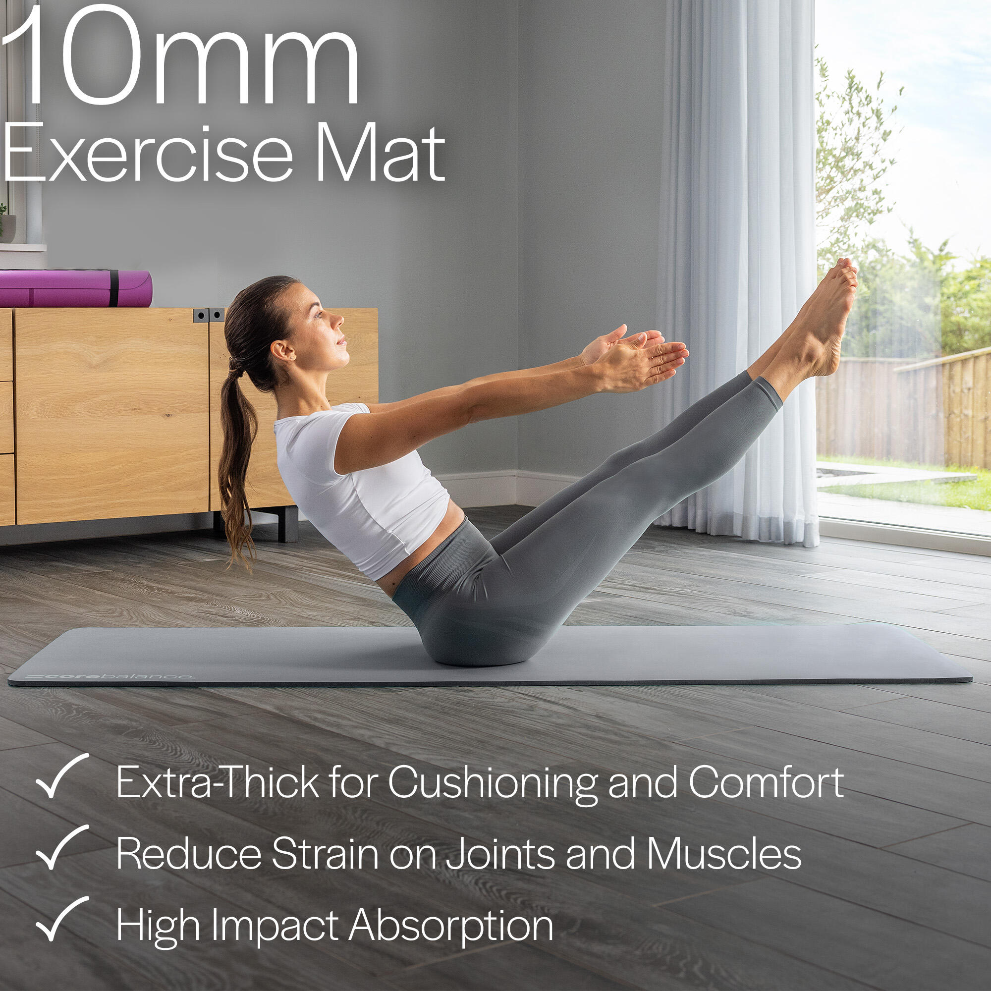 Yoga Pilates Mat 10mm Thick Foam Exercise Gym Fitness Carry Strap Core Balance 3/6