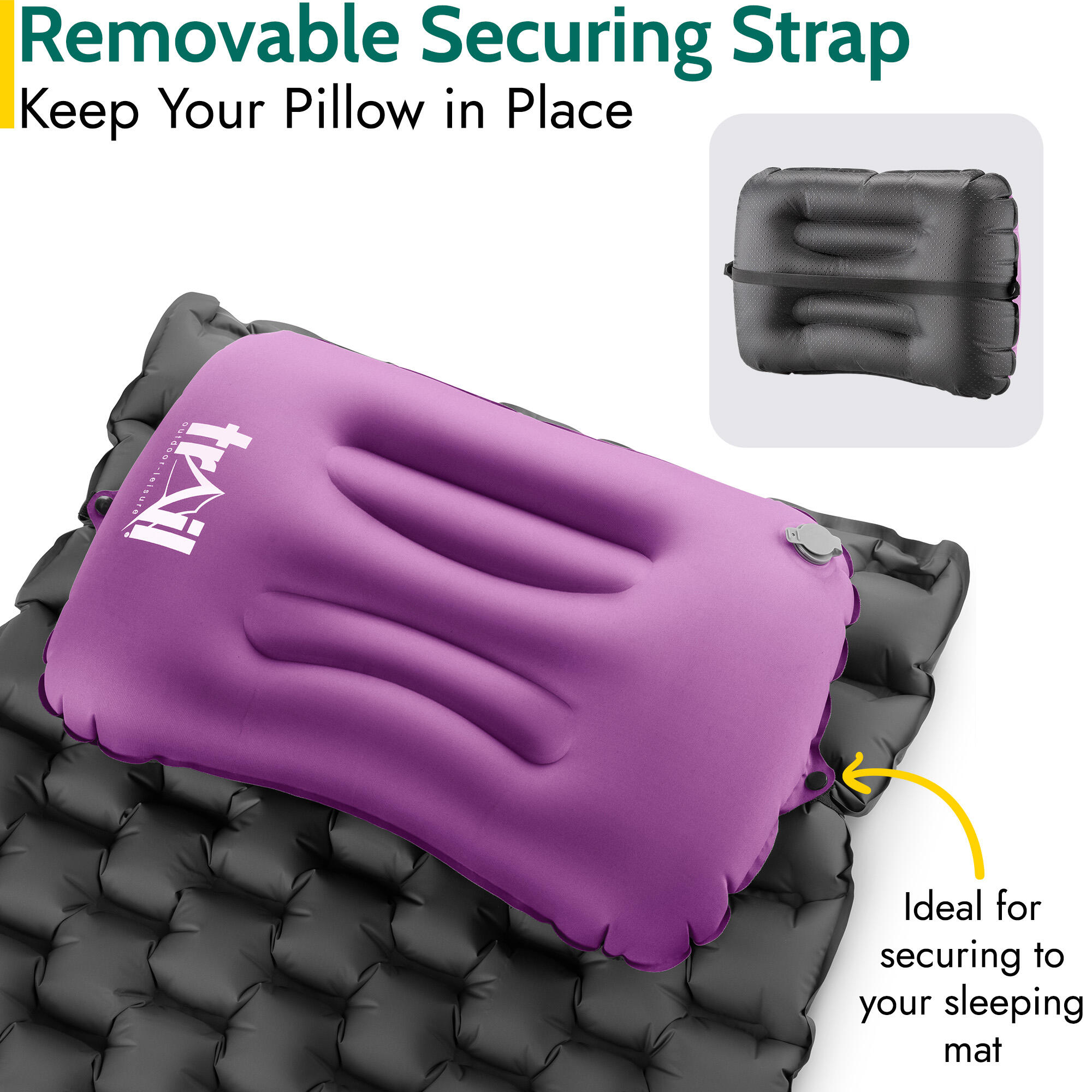 Inflatable Camping Pillow Large Travel Cushion Back Neck Support Waterproof 2/7