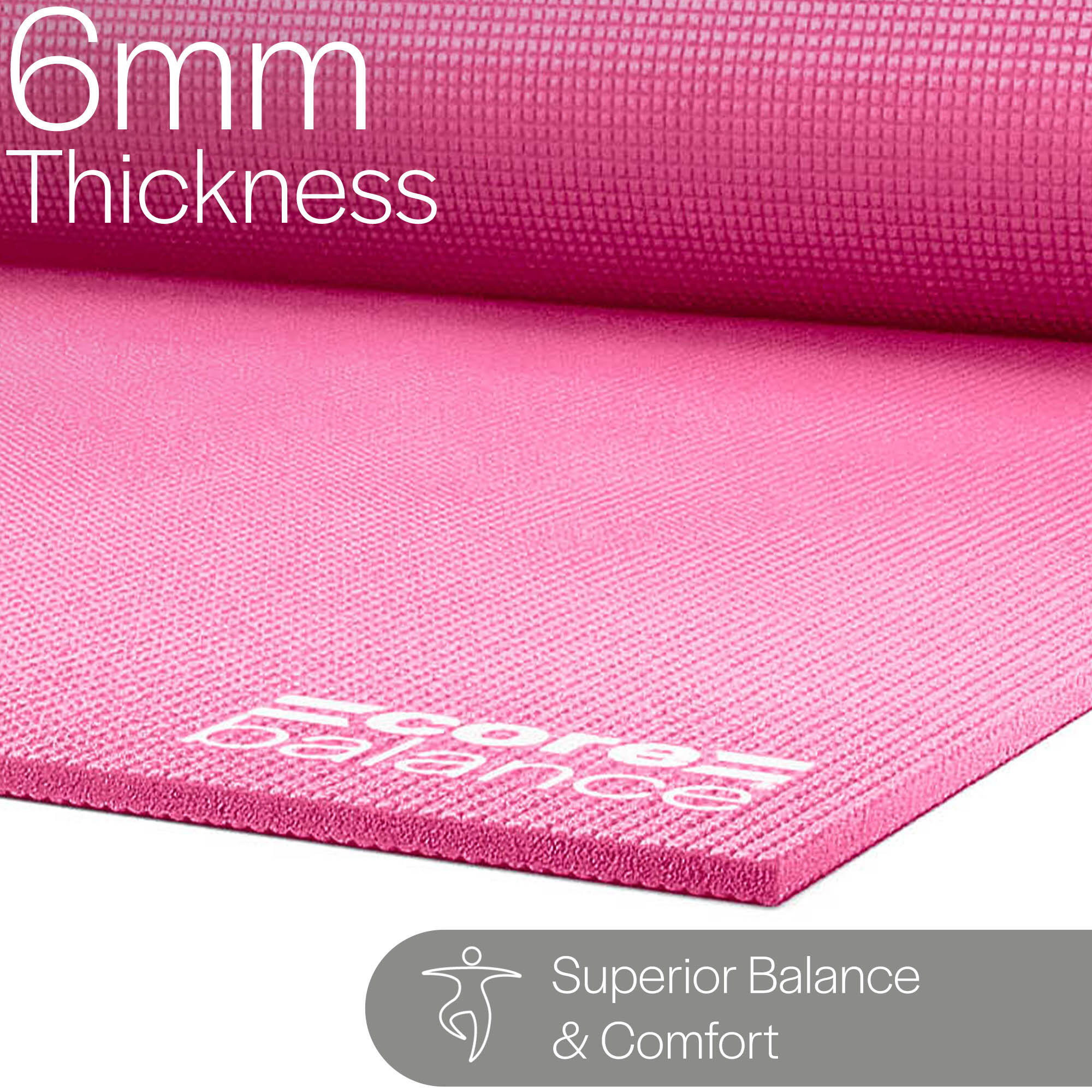 Yoga Exercise Mat Foam 6mm Non Slip Pilates Gym Fitness Roll Up