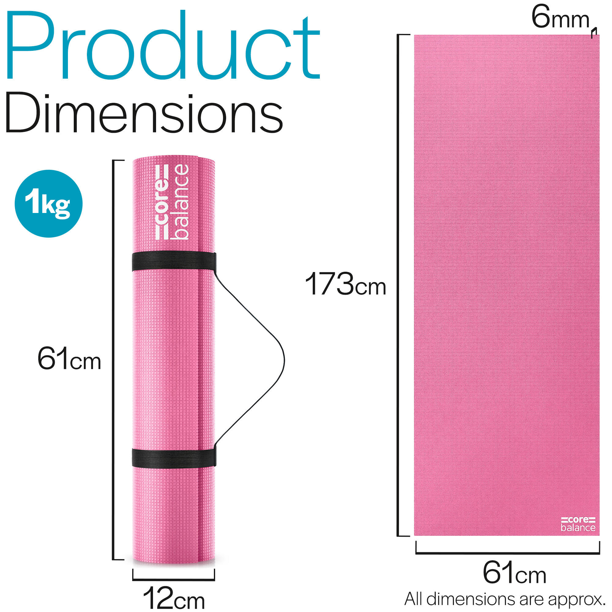 Yoga Exercise Mat Foam 6mm Non Slip Pilates Gym Fitness Roll Up