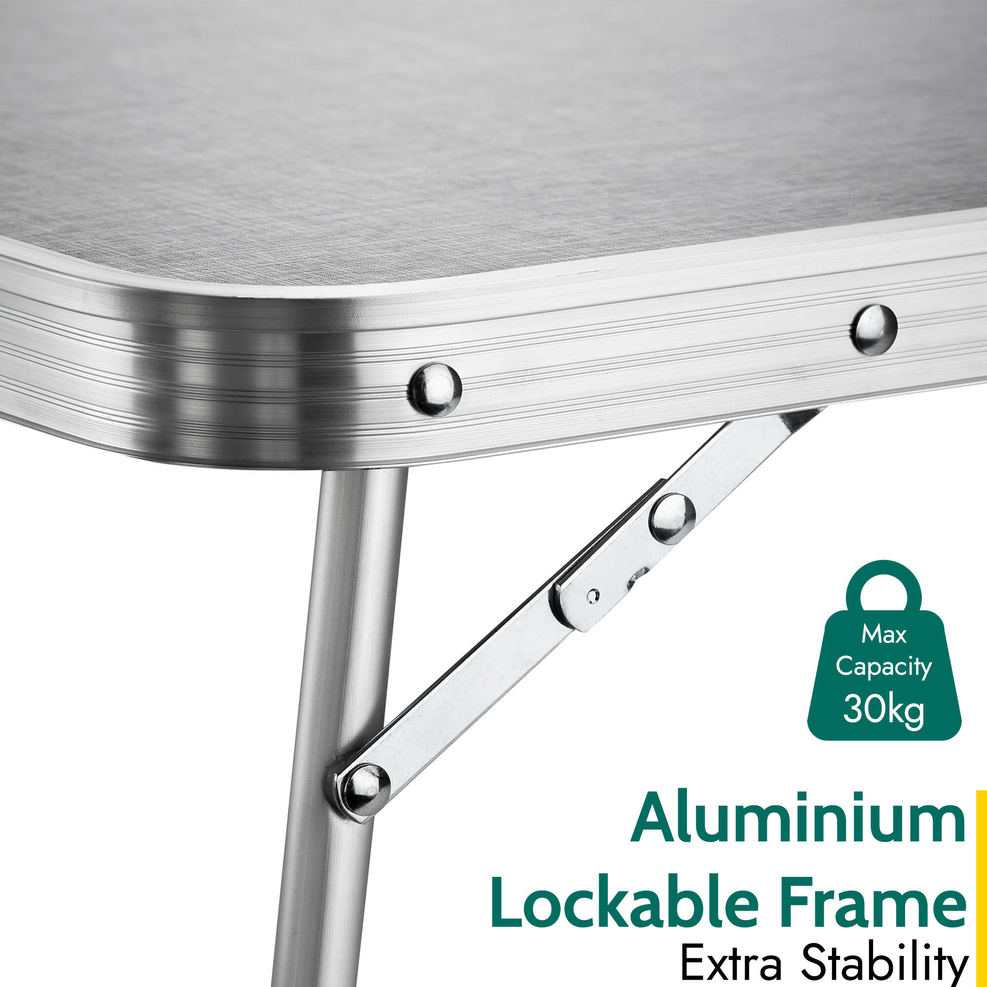 Folding Camping Table Lightweight Aluminium Frame W60cm x D40cm x H26cm Trail 4/7