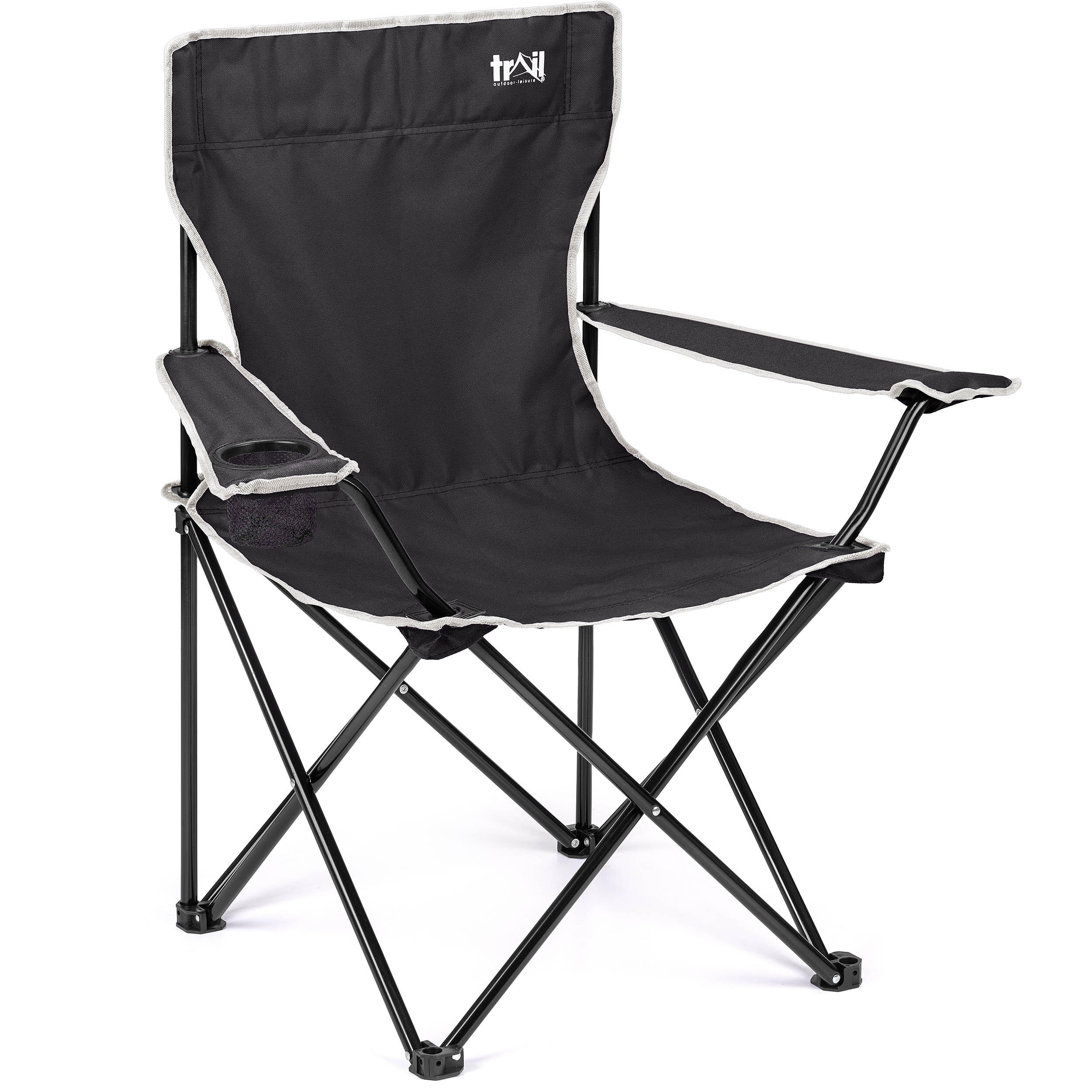TRAIL OUTDOOR LEISURE Folding Camping Chair Lightweight Portable With Cup Holder Fishing Outdoor Trail